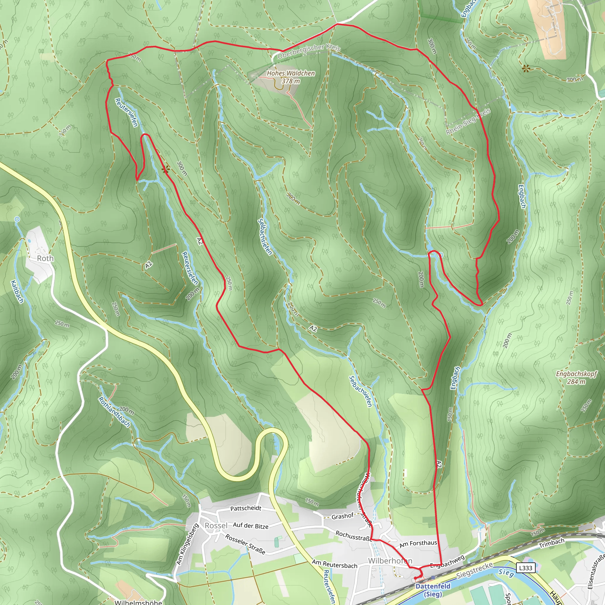 Nutscheid Rundweg Vollquadrat and Wilberhofen Rundweg Loop mobile static map