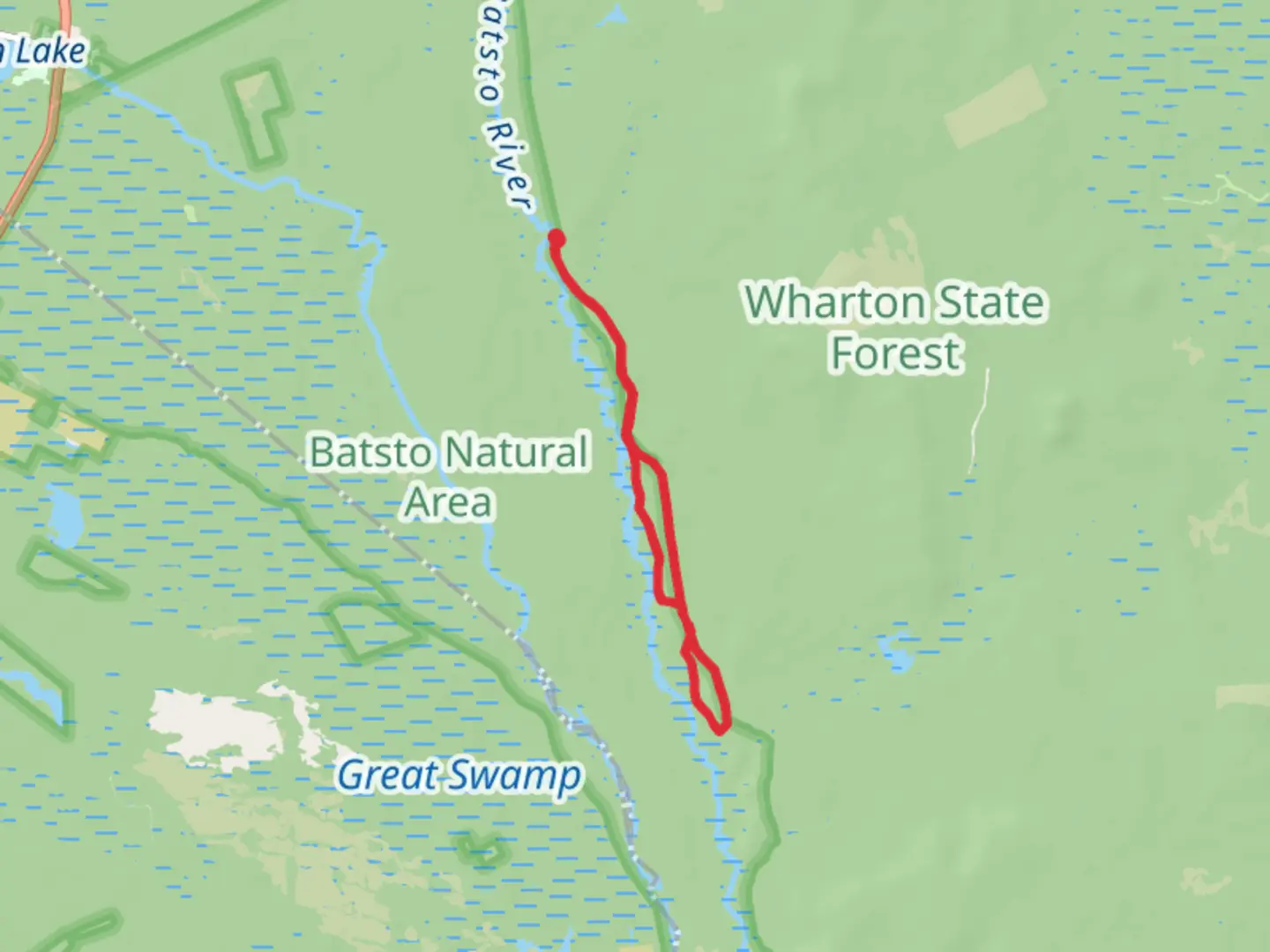 An image depicting the trail Batona Trail and Goodwater Road Loop and its surrounding area.