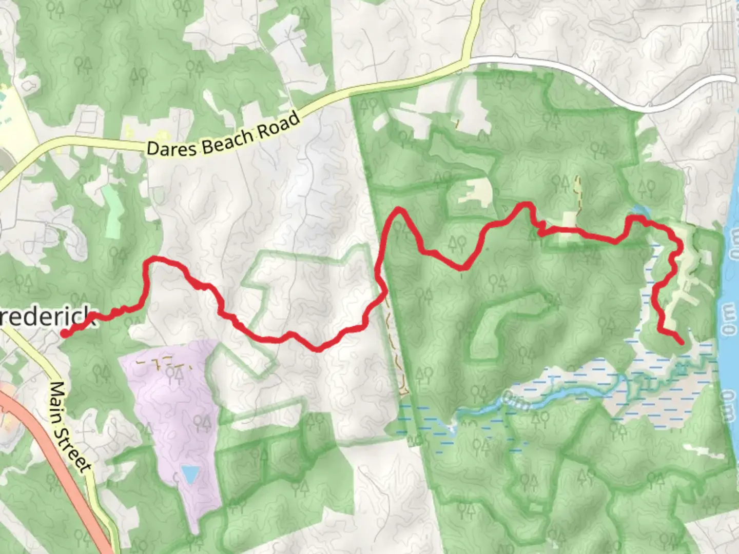 An image depicting the trail Prince Frederick and Bay Overlook Trail and its surrounding area.