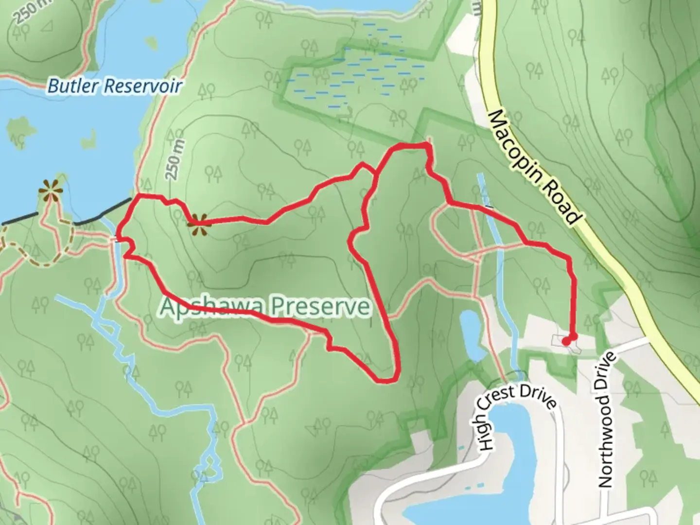 An image depicting the trail White and Blue Loop Trail and its surrounding area.