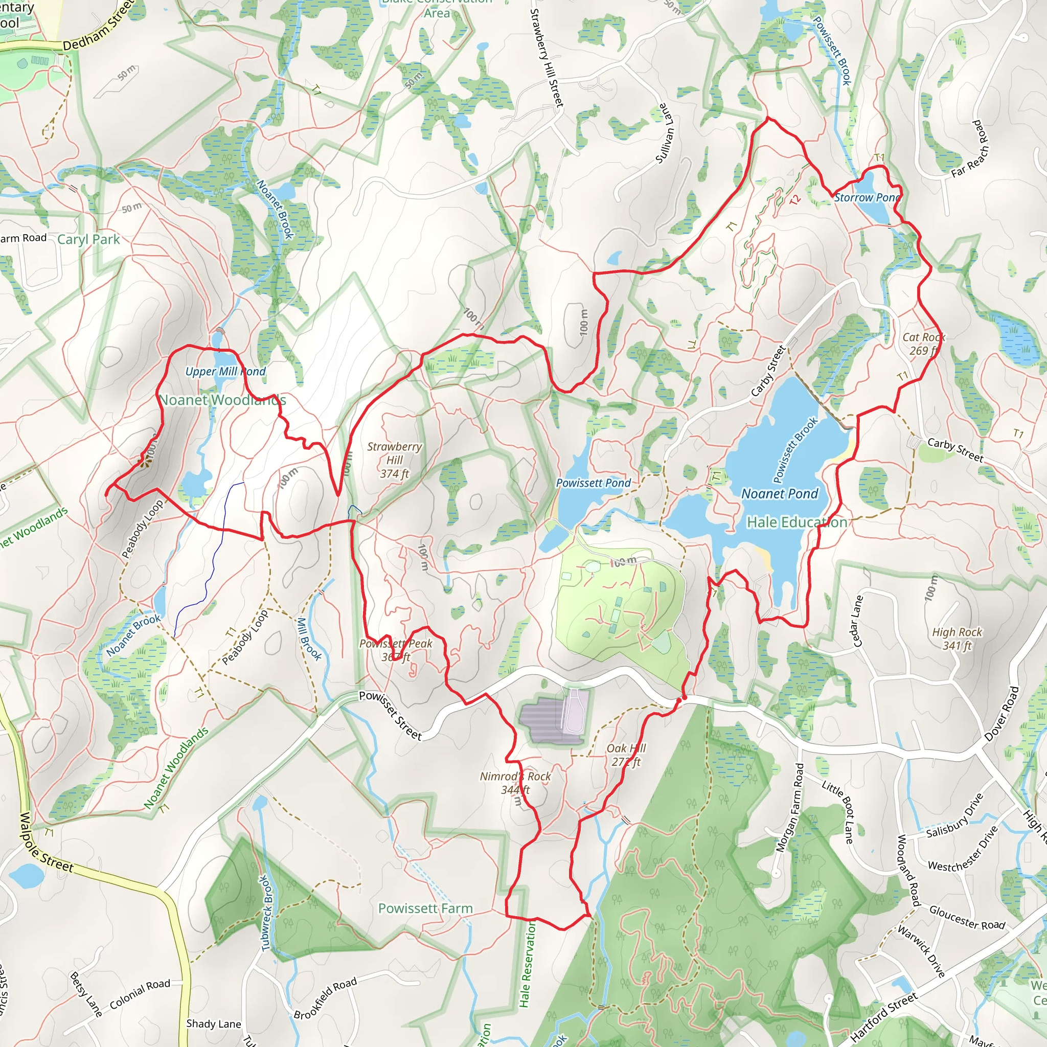 Noanet Pond, Cat Rock, Noanet Peak, Powissett Peak and Nimrod's Rock Loop mobile static map
