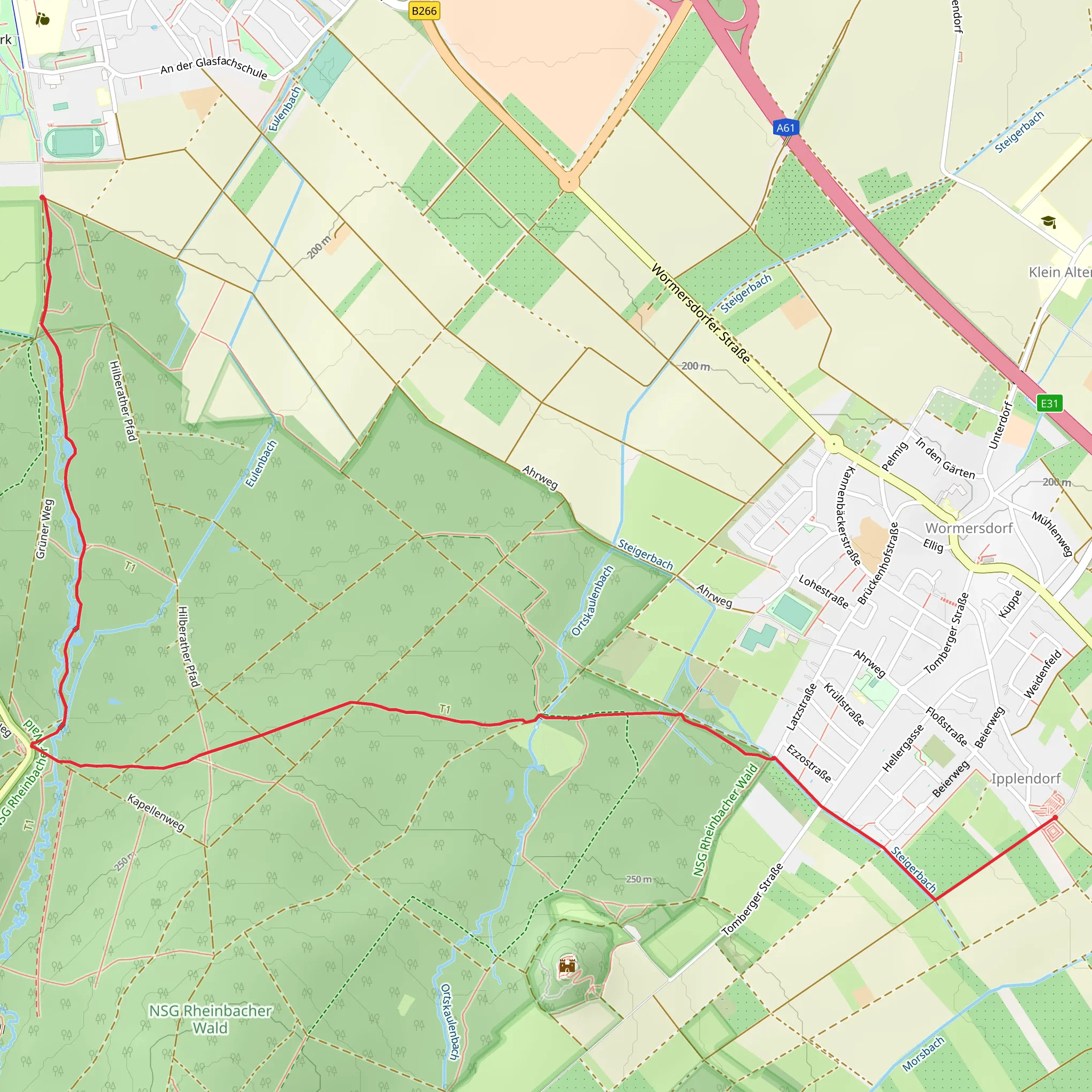 Ipplendorf to Am Stadtpark via Rheinbach mobile static map