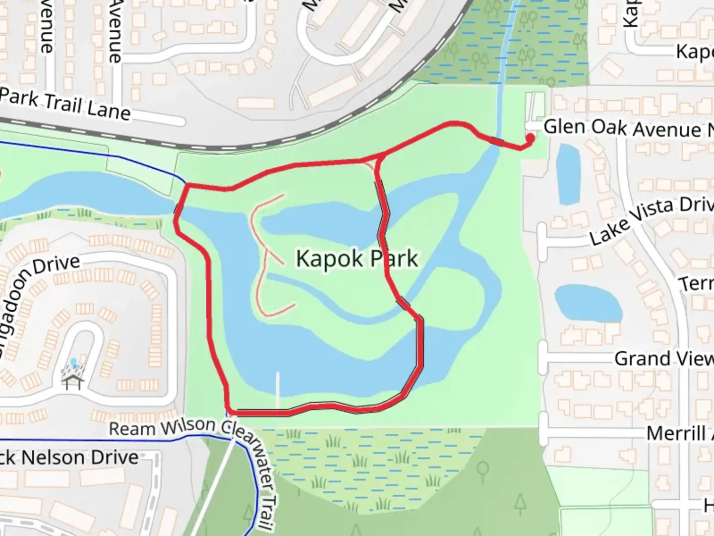 An image depicting the trail Kapok Park Loop and its surrounding area.
