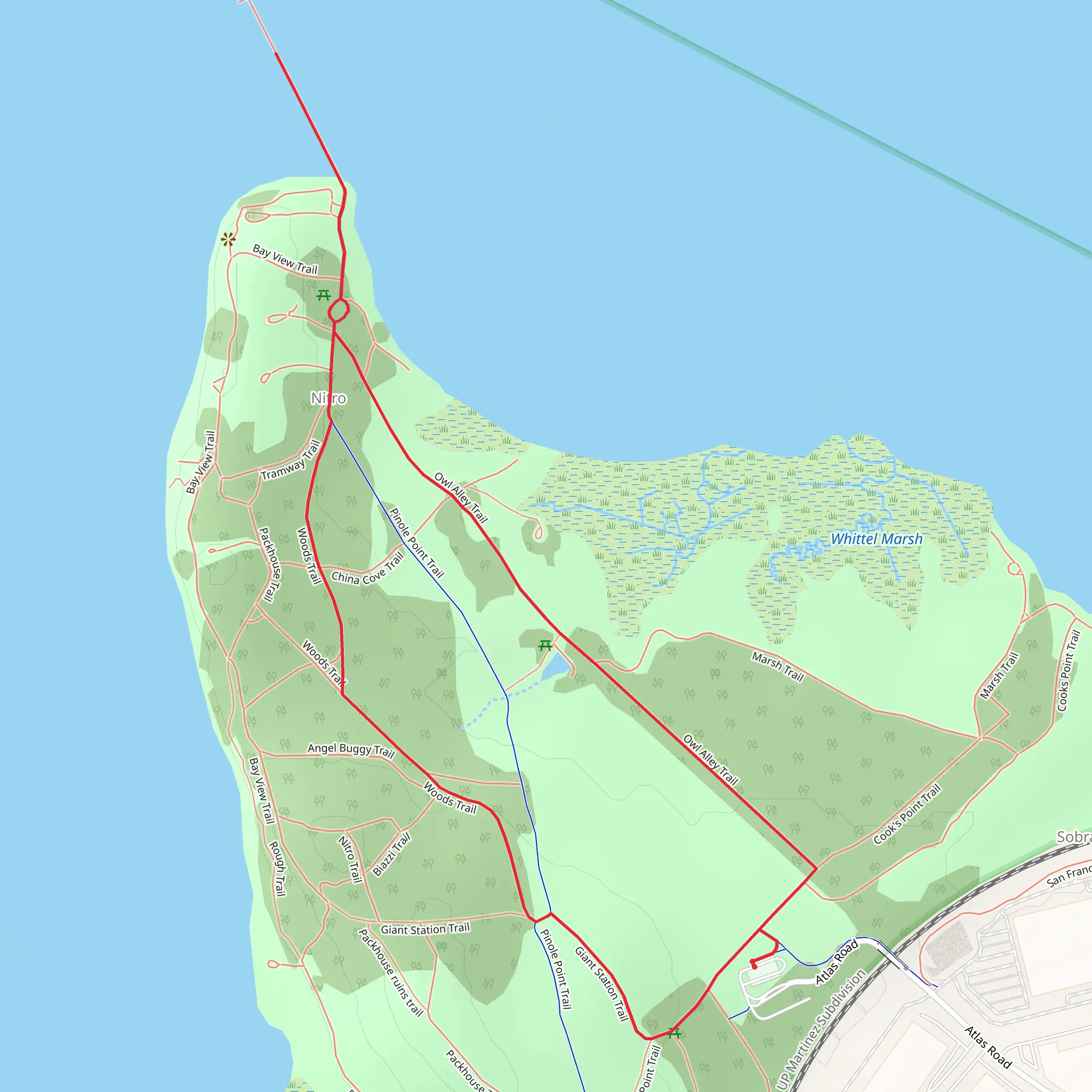 Giant Station, Woods and Pinole Point Loop Trail mobile static map
