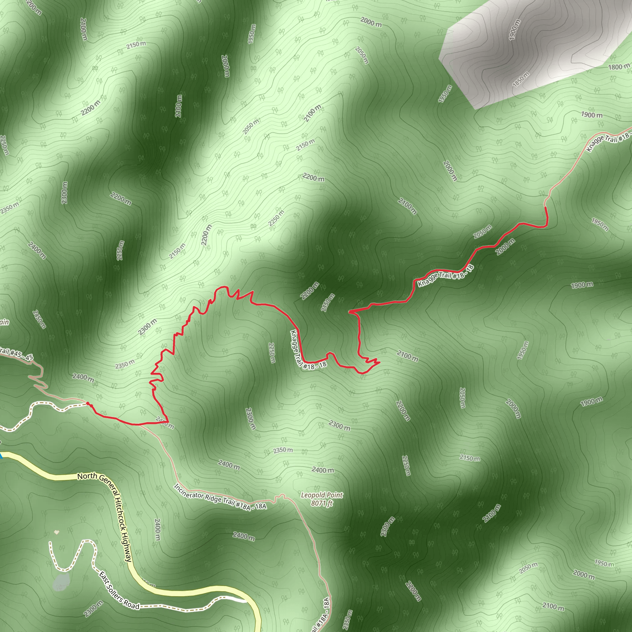 Knagge Trail Out and Back mobile static map