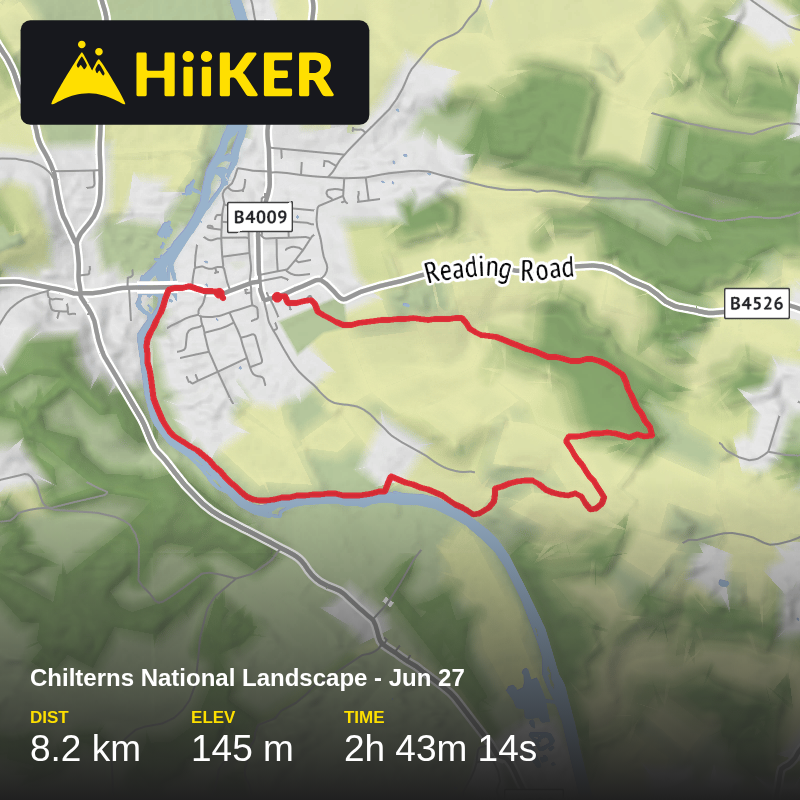 A map preview of the recording Chilterns National Landscape - Jun 27.
