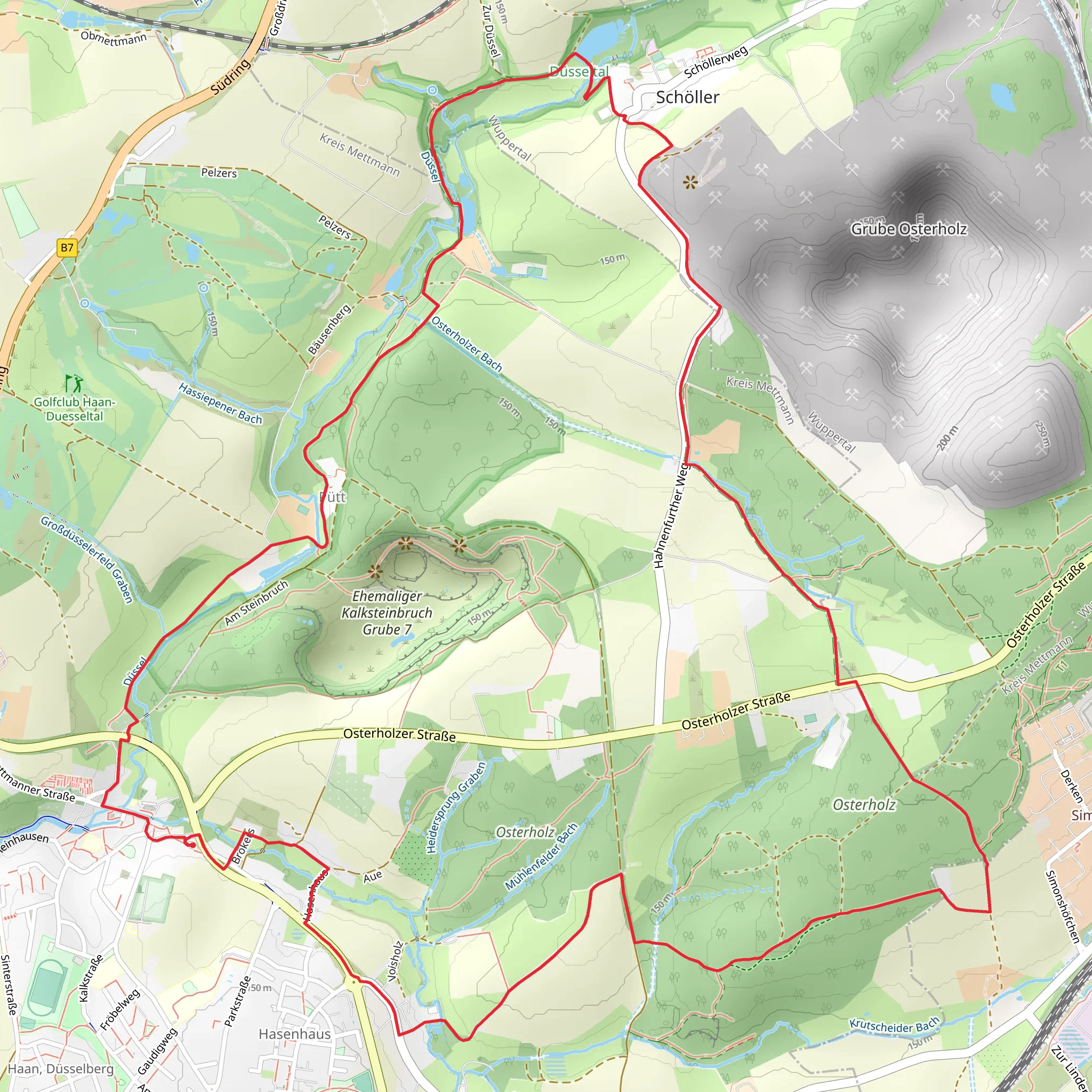 An der Düssel and Entdeckerschleife Evolutionspfad LoopLoop mobile static map