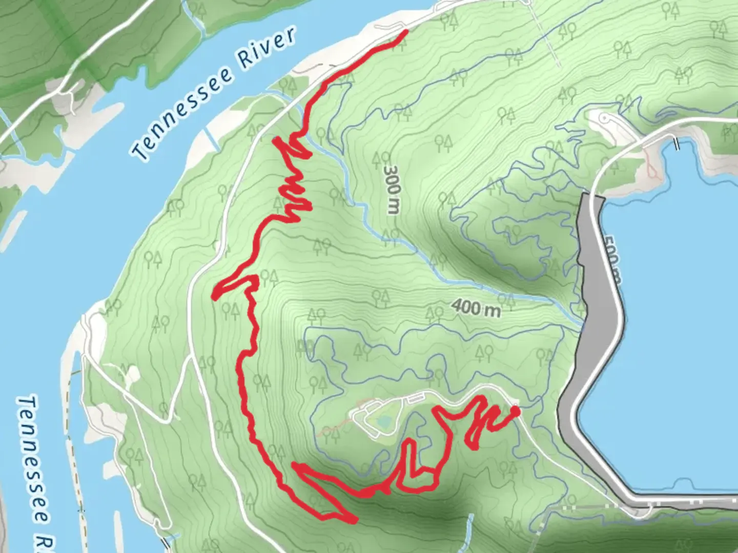 An image depicting the trail Laurel Point and High Voltage and its surrounding area.