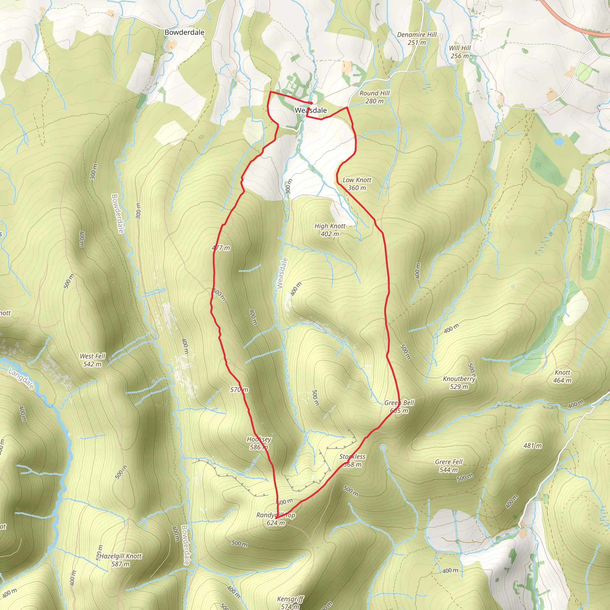 Randygill Top, Stockless and Green Bell Loop mobile static map