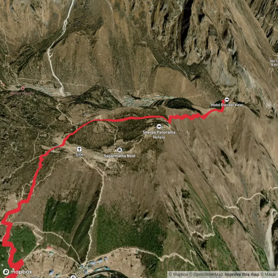 An image depicting the trail Everest Base Camp Day 3 and its surrounding area.