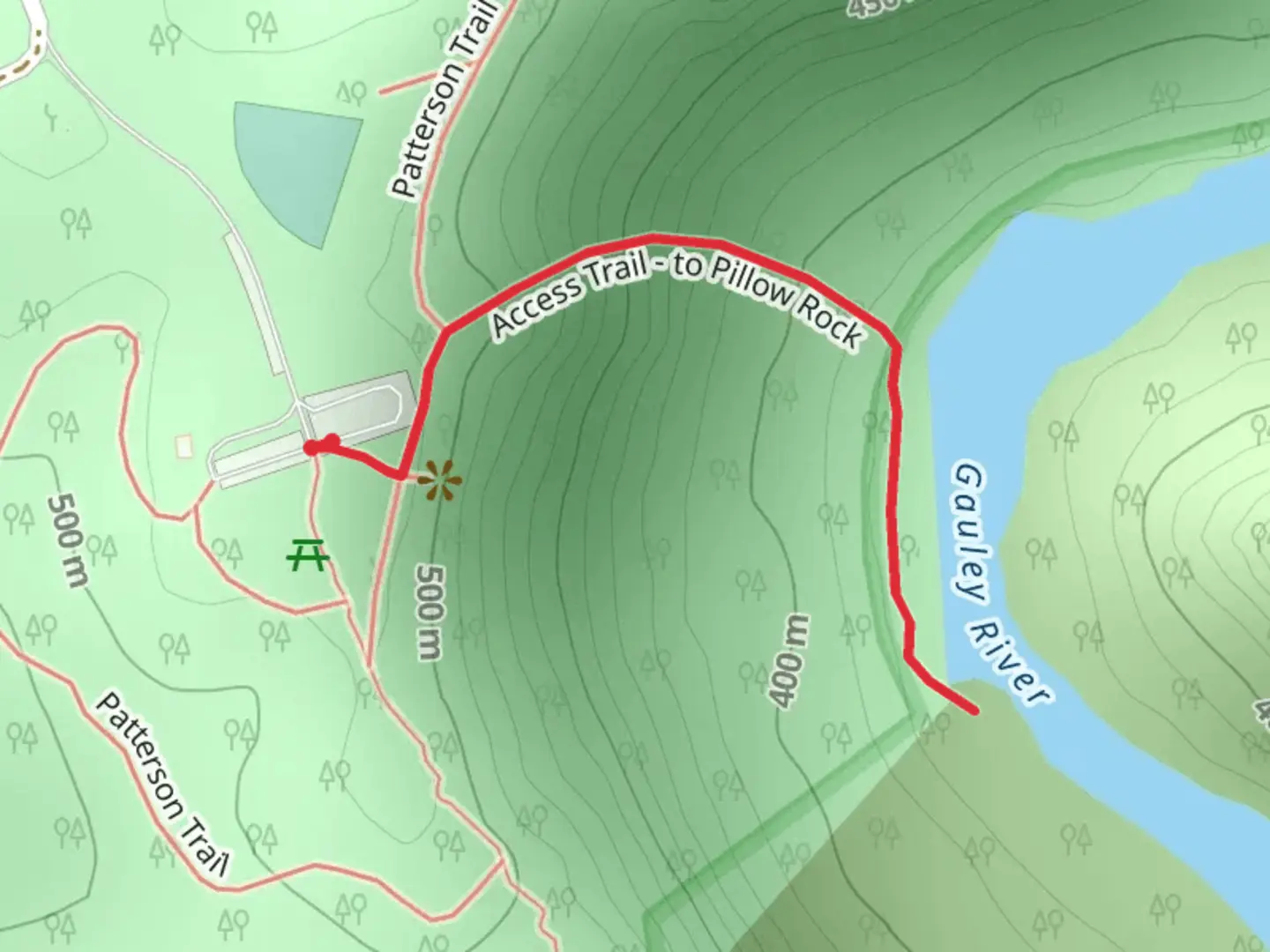 An image depicting the trail Path to Pillow Rock and its surrounding area.