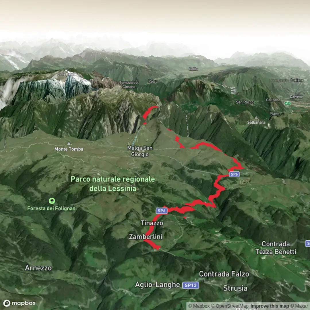 An image depicting the trail Contrada Scalon a Rifugio Scalorbi and its surrounding area.