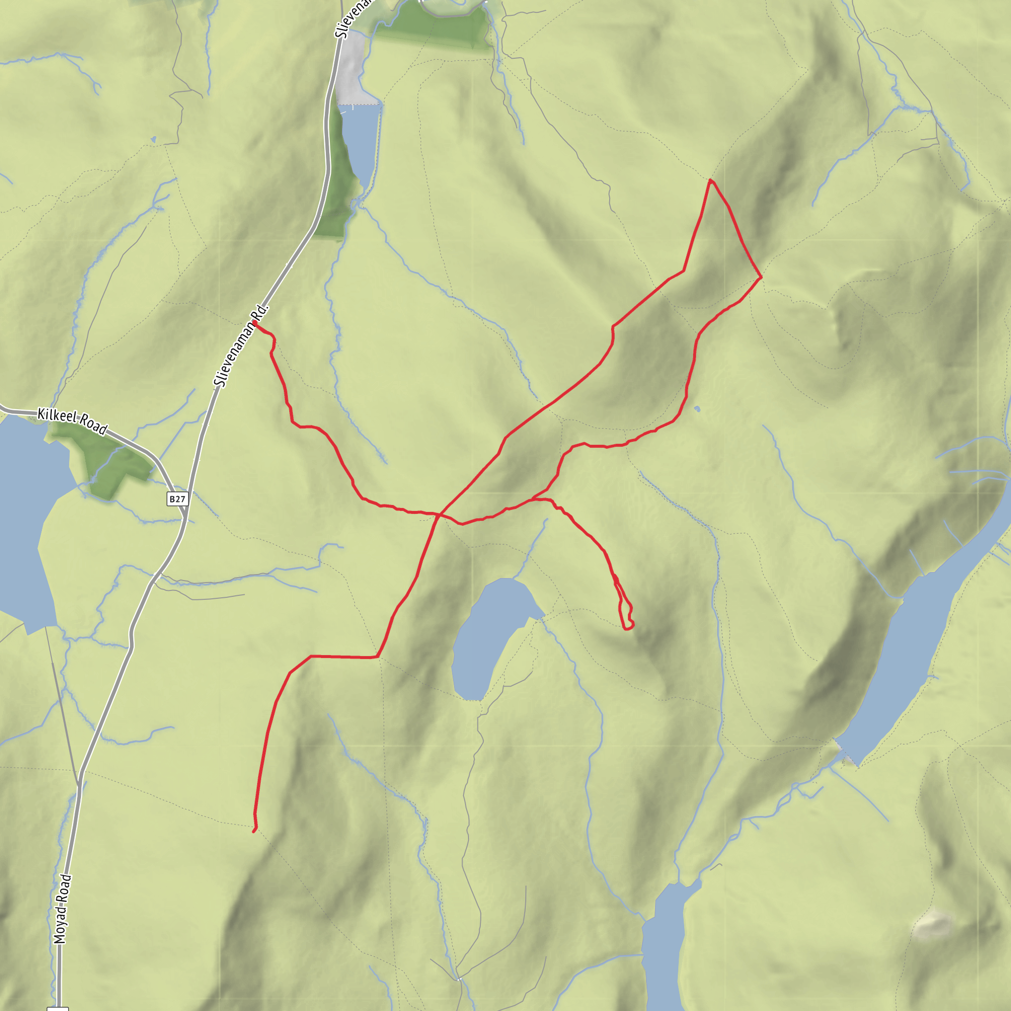 Slieve Muck, Meelmore, Meelbeg and Doan mobile static map
