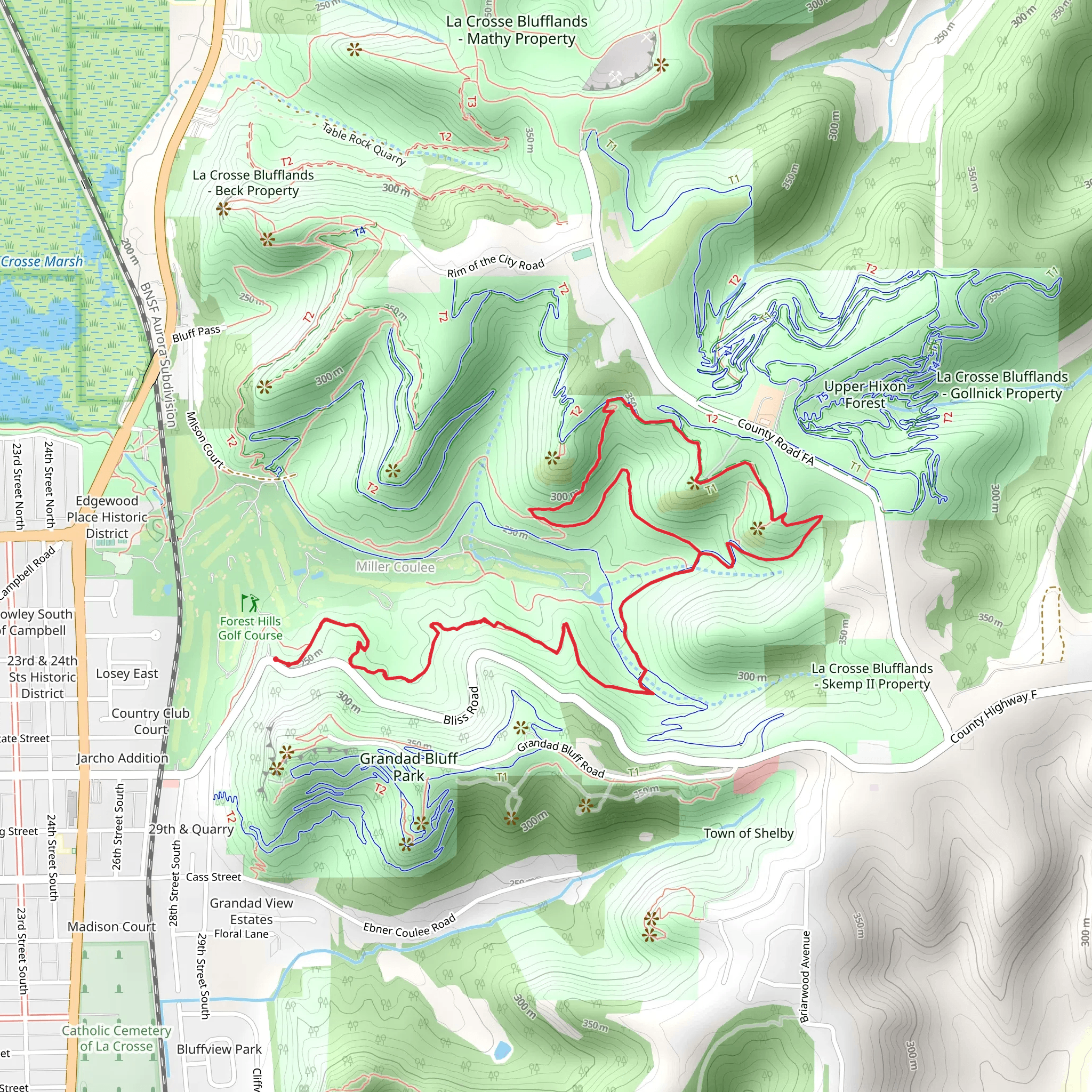 Birch and Hickory and Bicentennial Loop Trail mobile static map