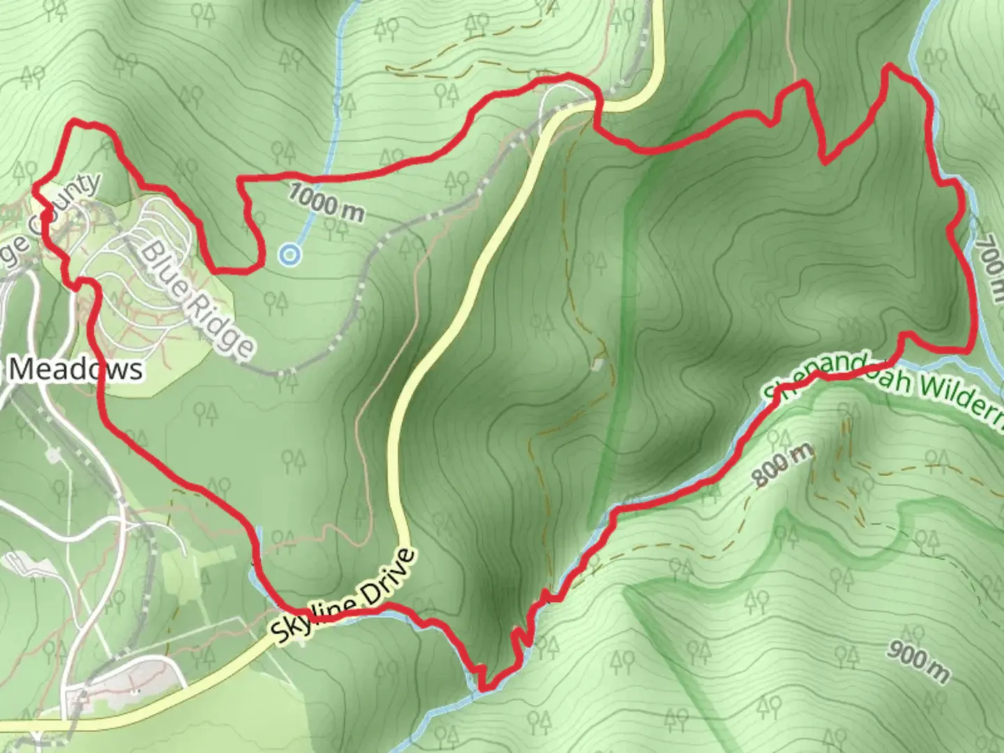 An image depicting the trail Fishers Gap, Rose River and Story of the Forest Loop Trail and its surrounding area.
