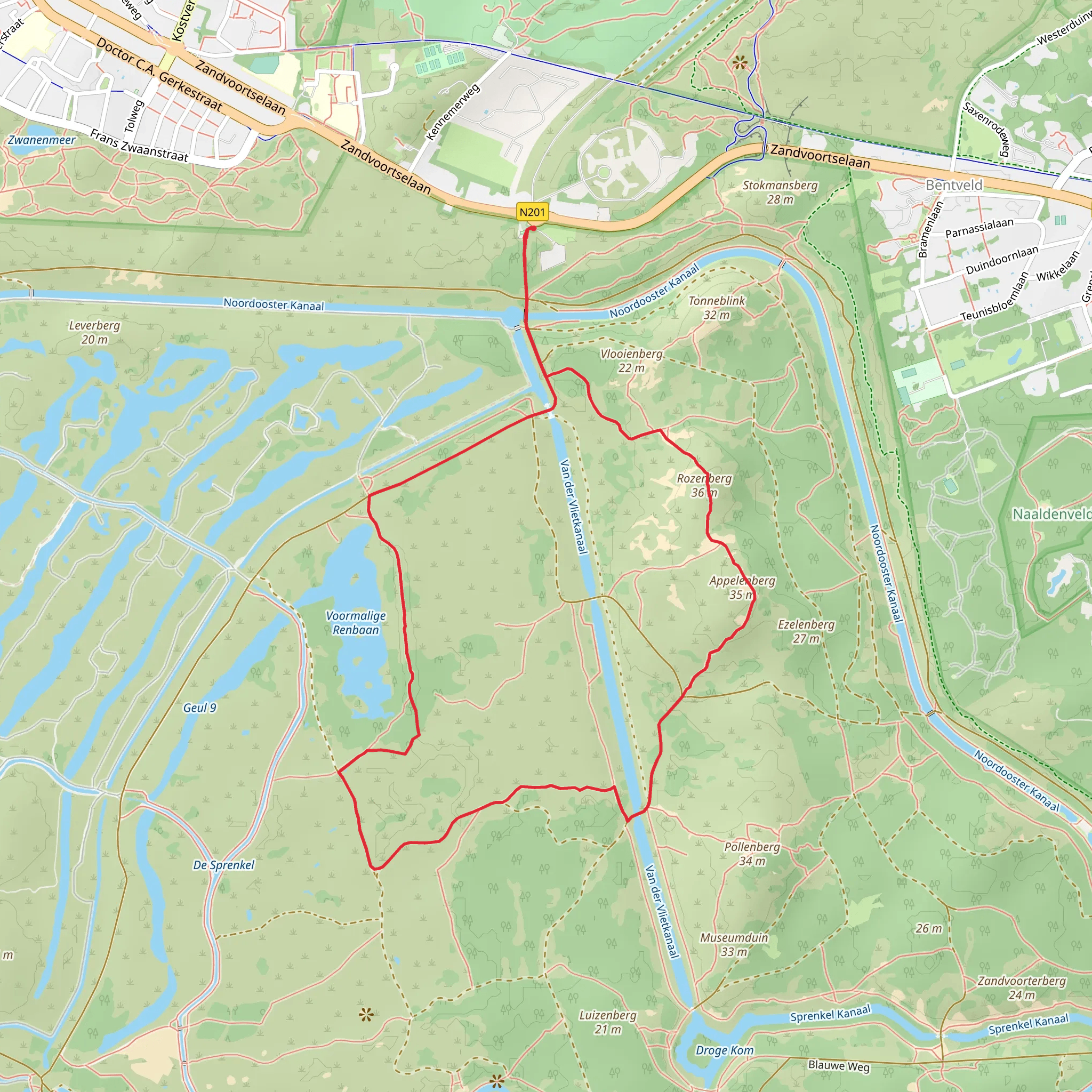 Rozenwaterveld and Renbaanveld Loop mobile static map