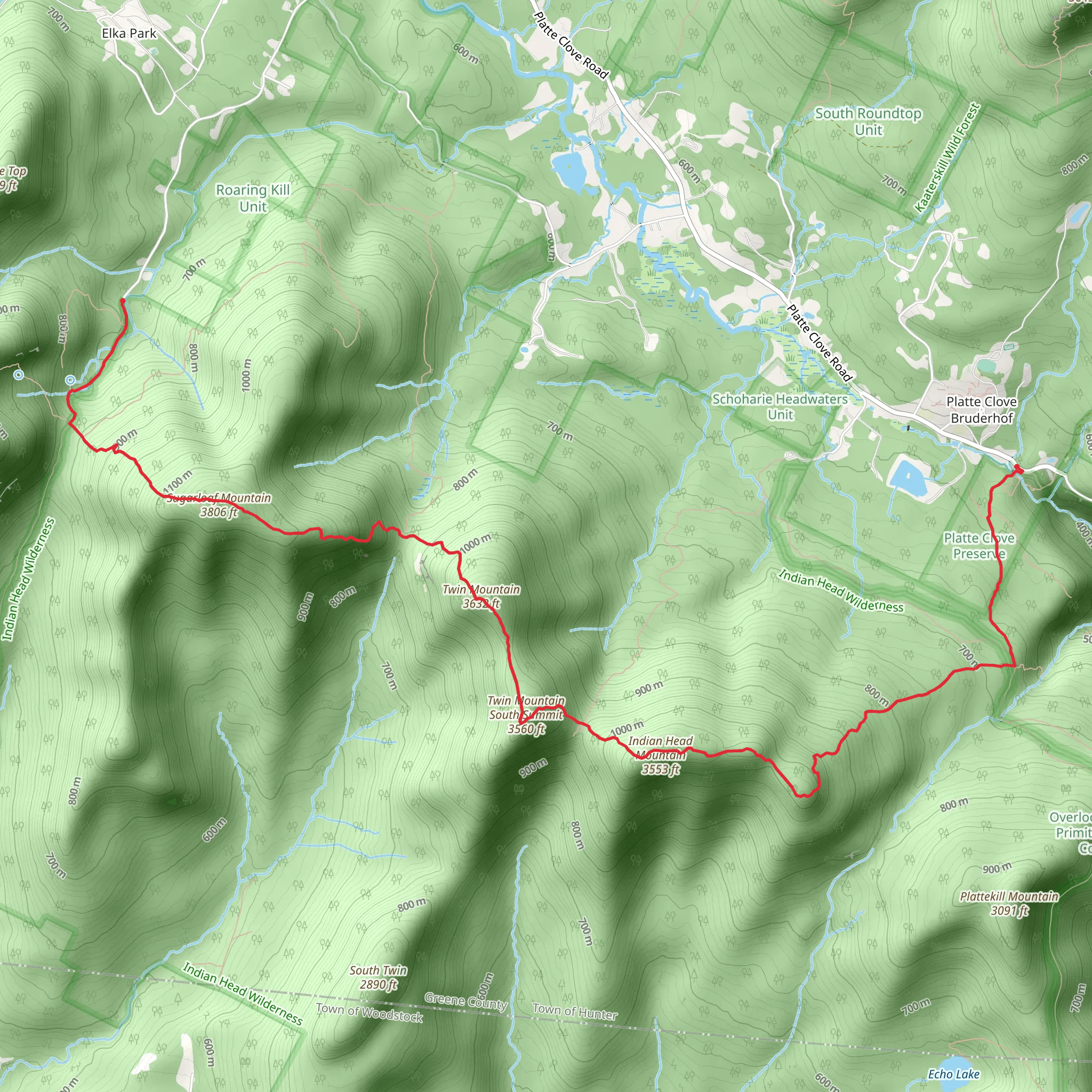 Indian Head Mountain and Sugarloaf Mountain via Overlook Trail mobile static map