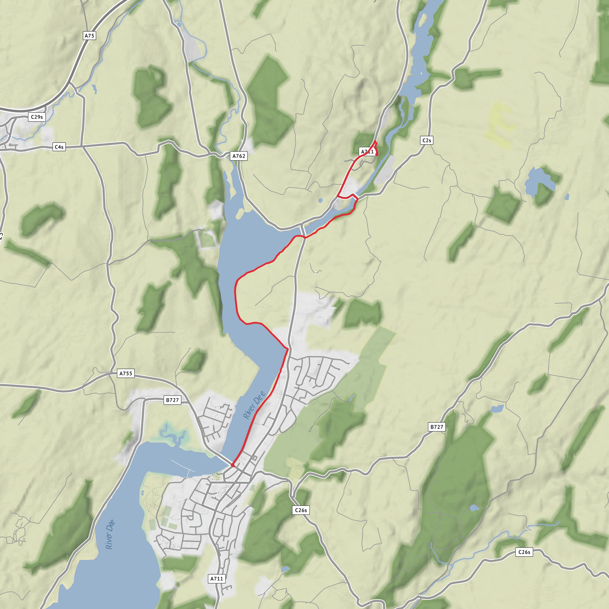 Hike from Tongland to Kirkcudbright mobile static map