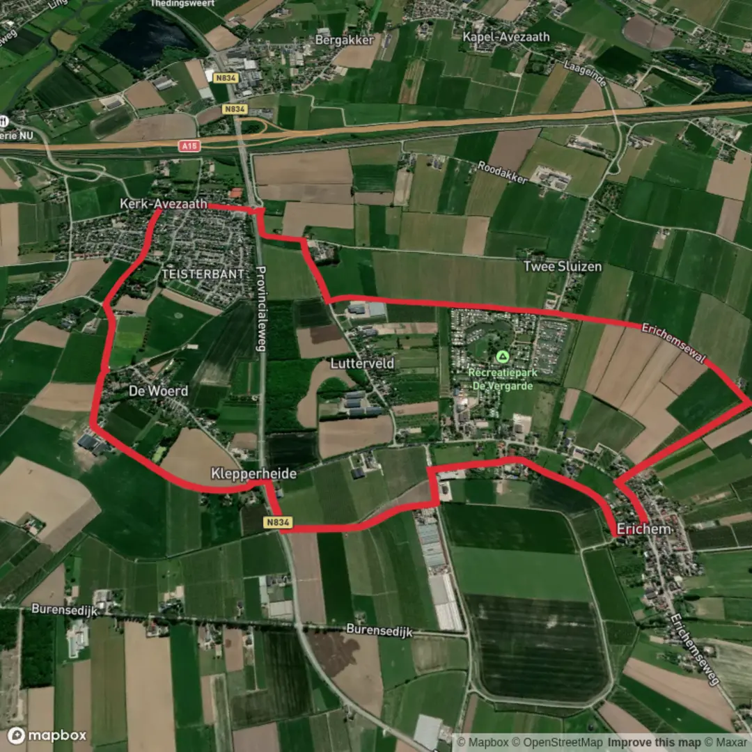 An image depicting the trail Betuwepad and Erichemsewal Loop and its surrounding area.