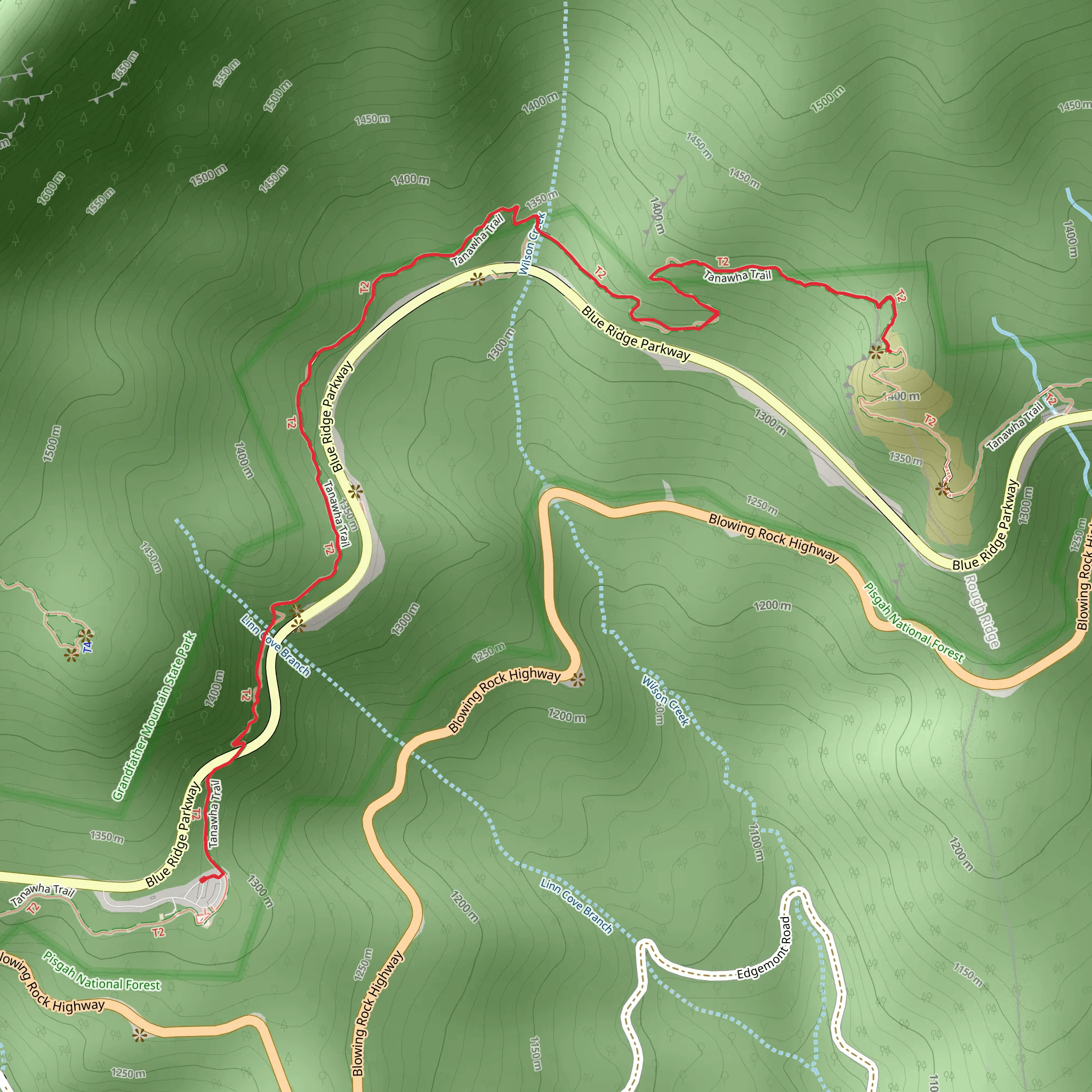 Wilson Creek via Tanawha Trail mobile static map
