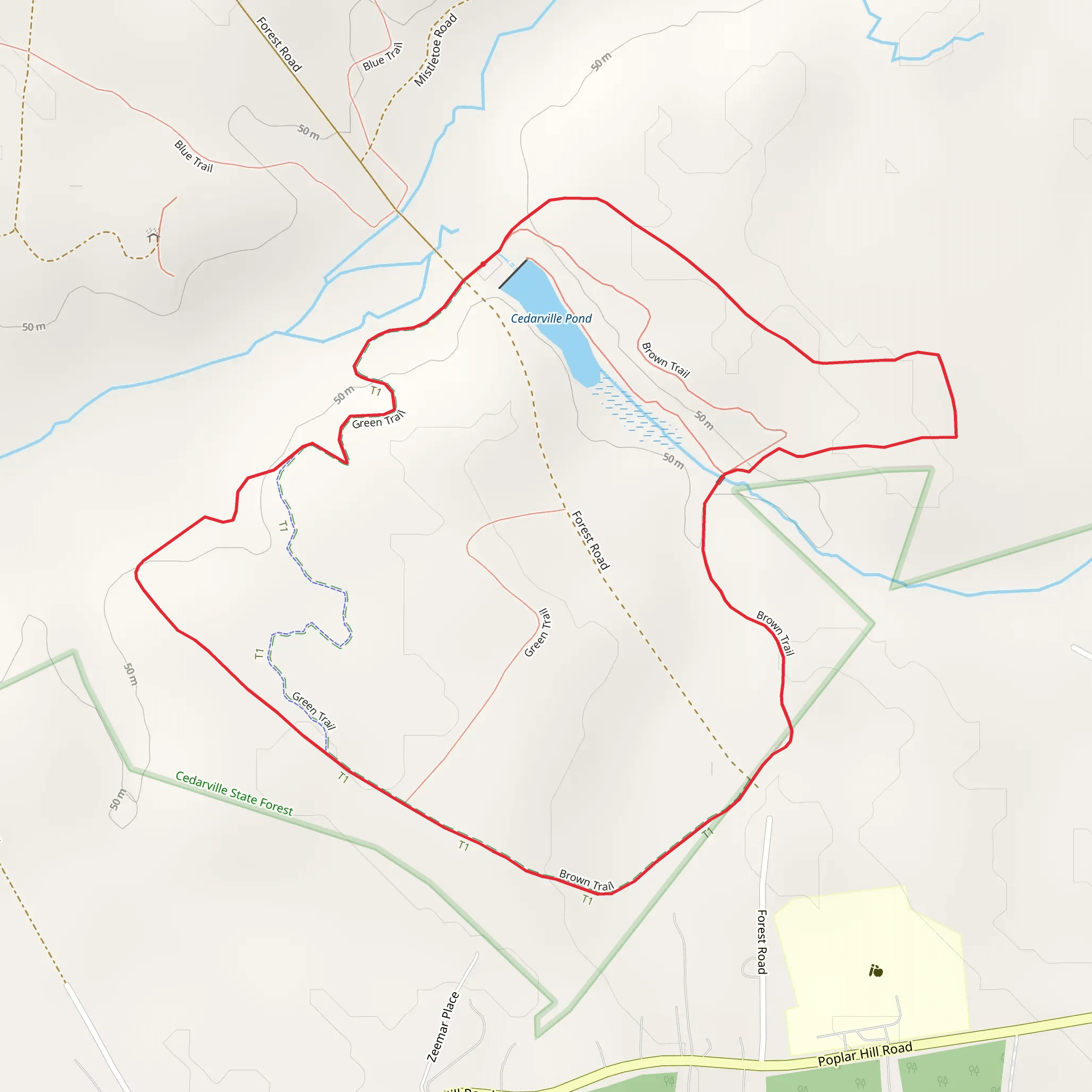 Cedarville Pond Loop mobile static map