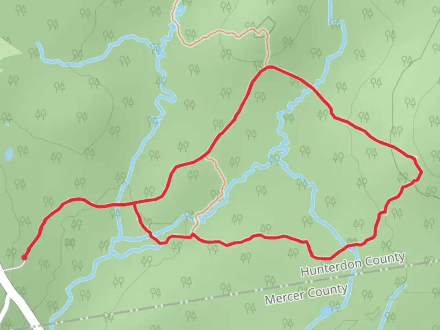 An image depicting the trail East of Rileyville Road - White Loop and its surrounding area.