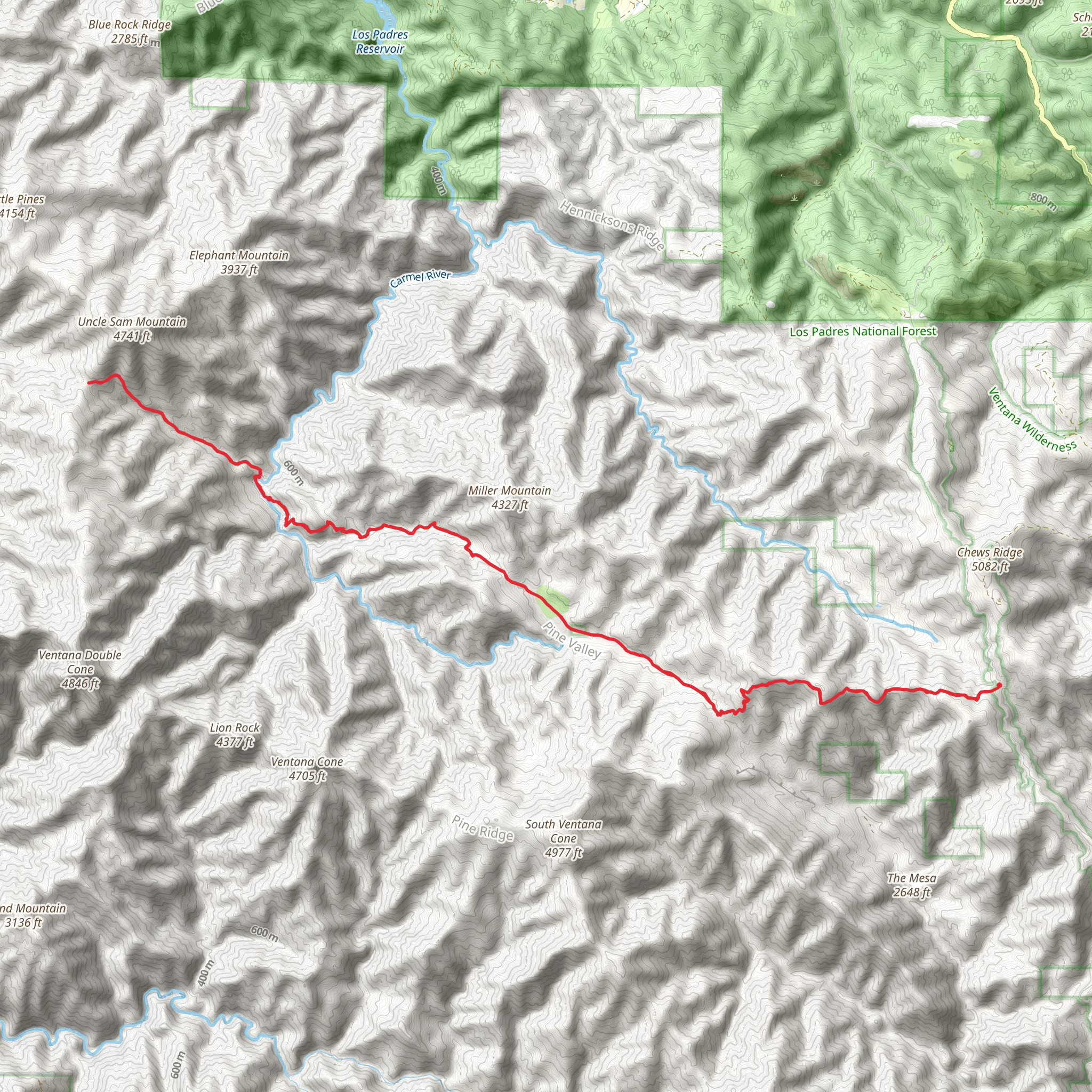 Puerto Suelo via Carmel River Trail mobile static map