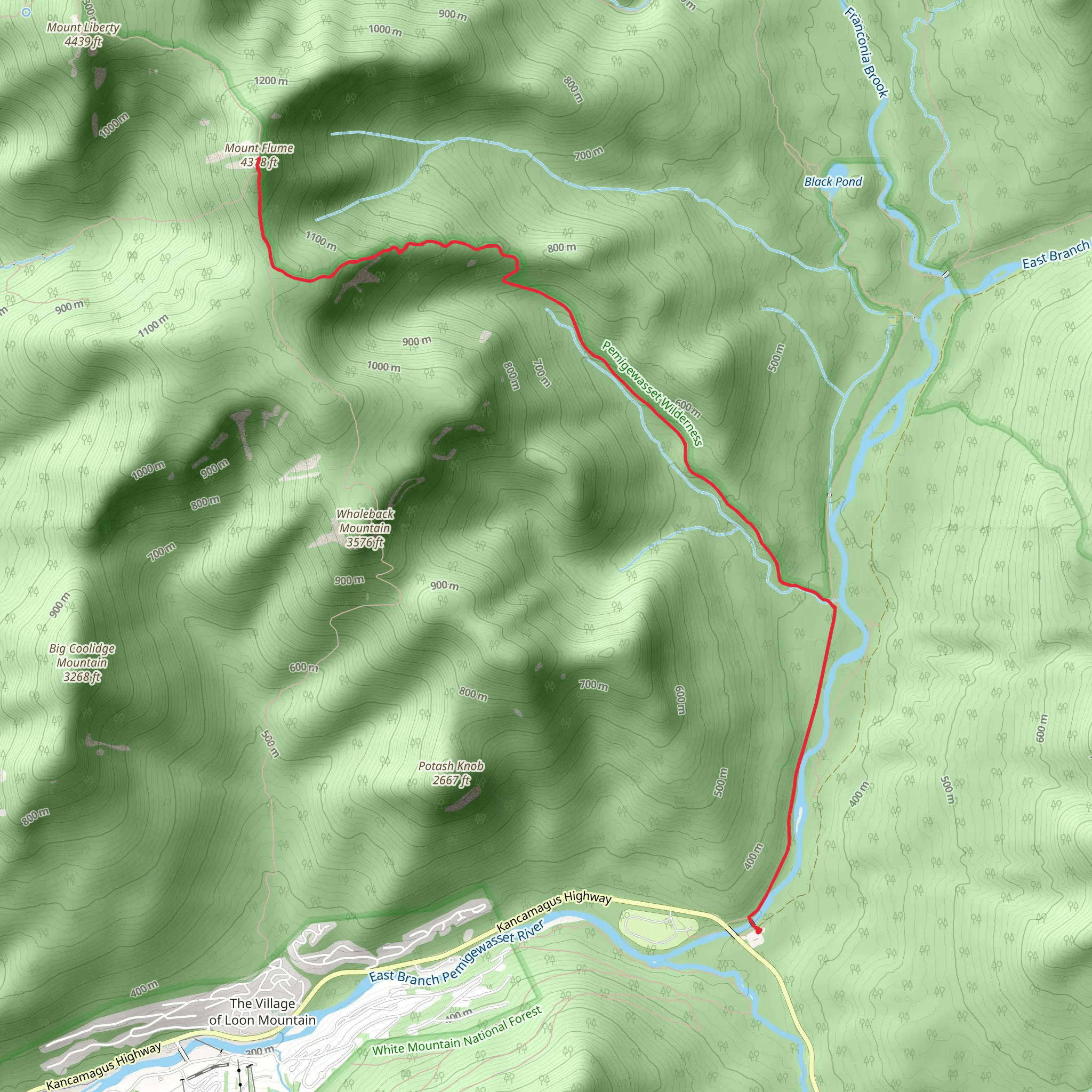 Mount Flume via Lincoln Woods Trail mobile static map