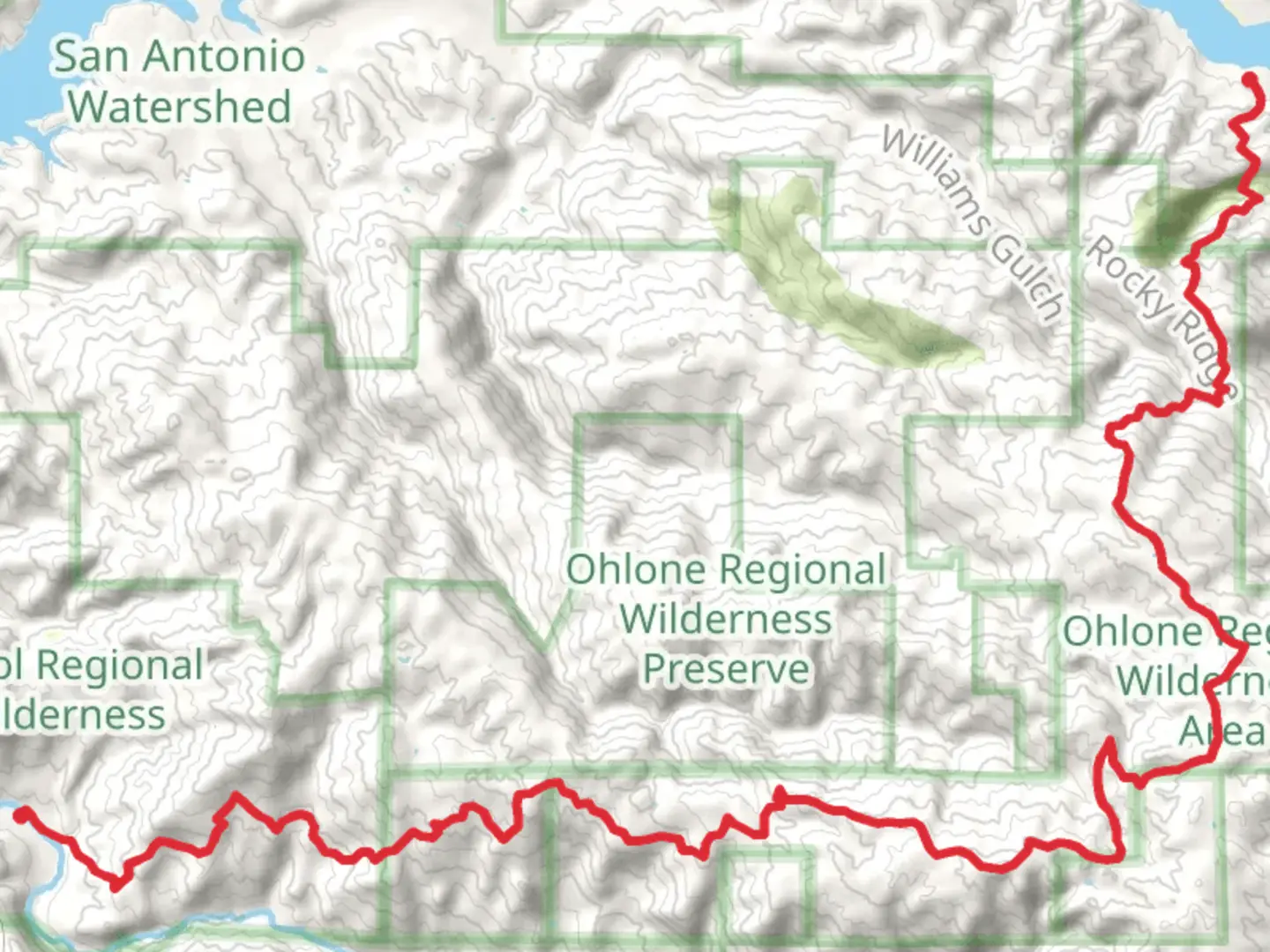 An image depicting the trail Ohlone Wilderness Short Trail and its surrounding area.