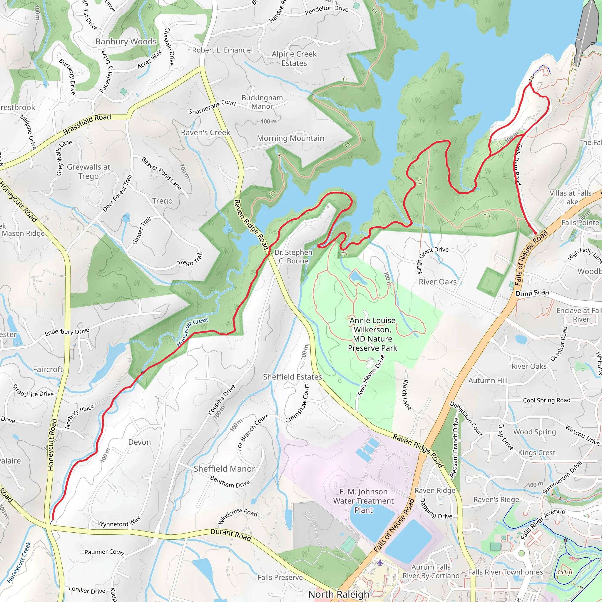 Honeycutt Creek Greenway and Long Leaf Trail mobile static map