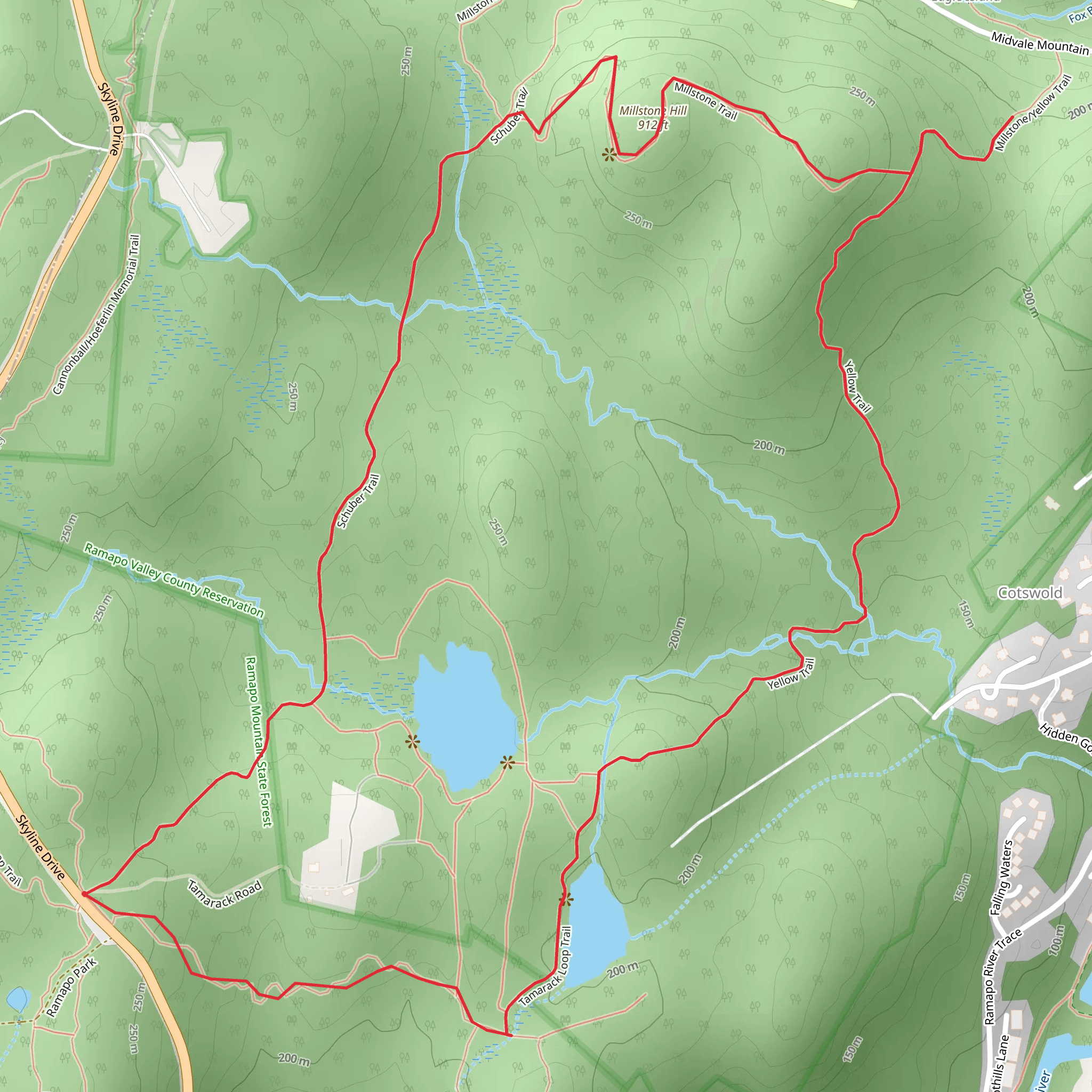 Schuber, Millstone Hill and Todd Lake Loop Trail mobile static map