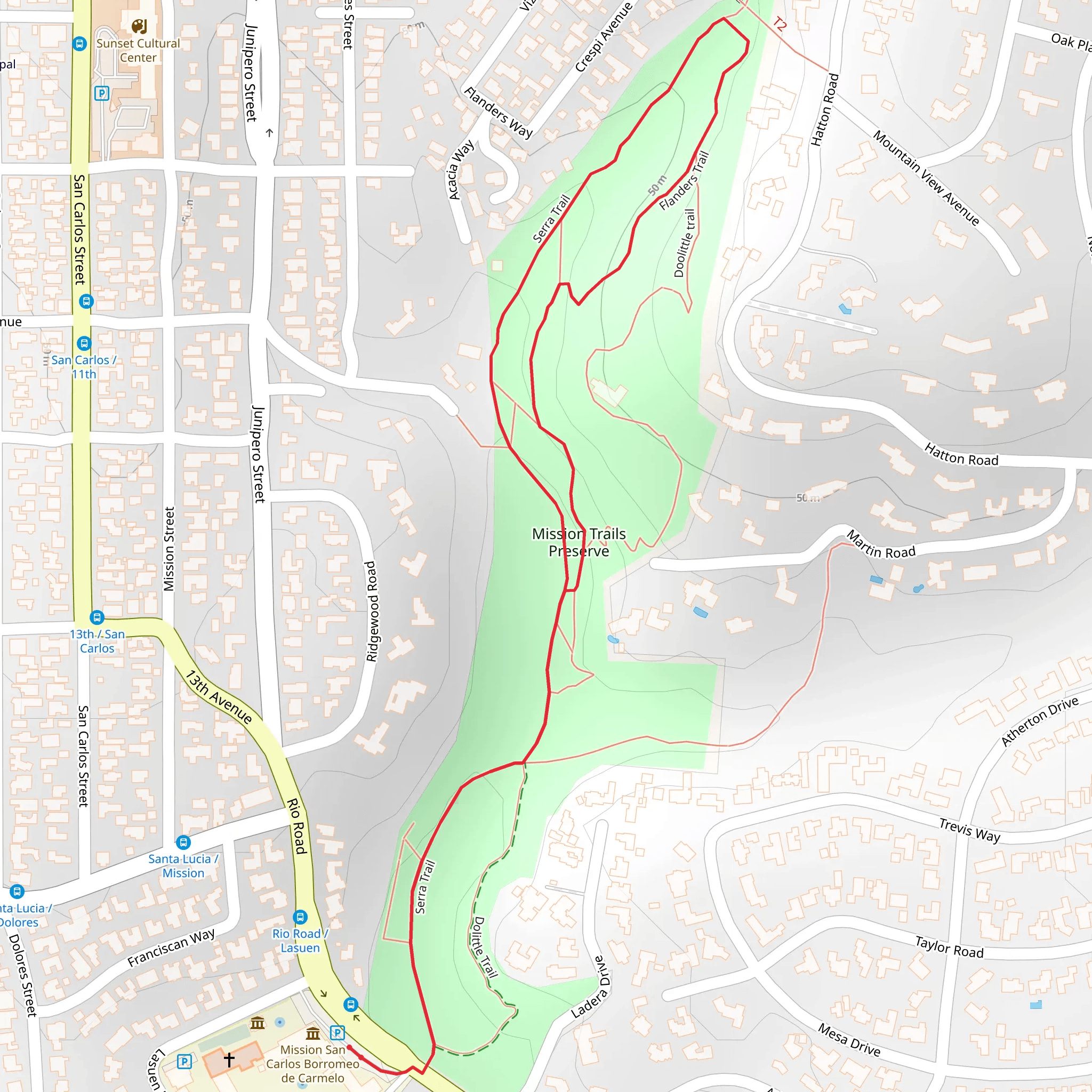 Serra and Flanders Loop Trail mobile static map