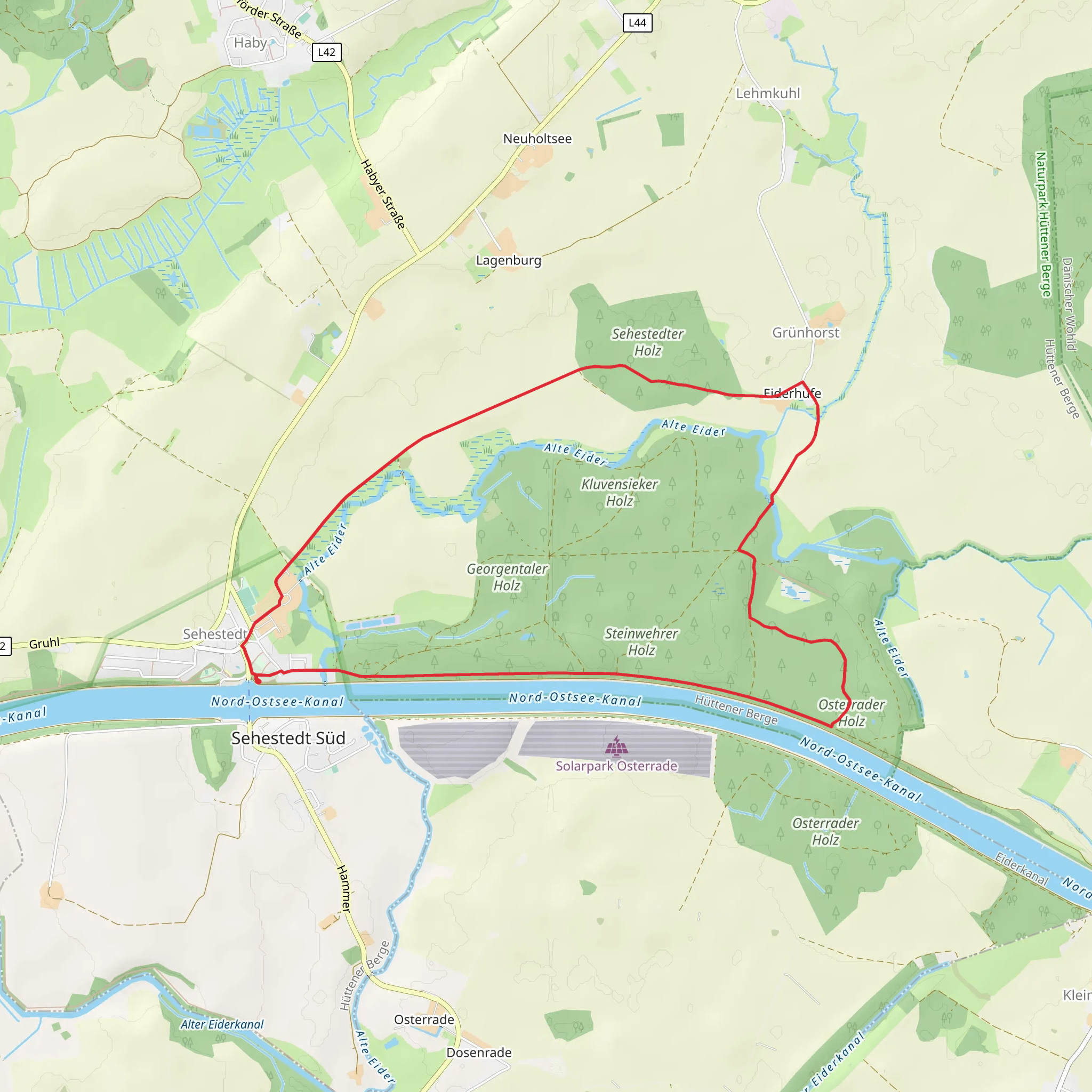 Nord Ostsee Kanal via Holtsee and Sehestedt mobile static map