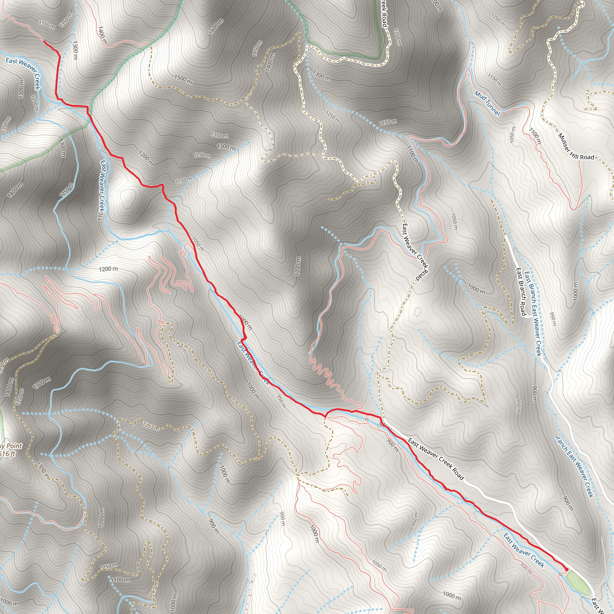 East Weaver Creek Trail mobile static map