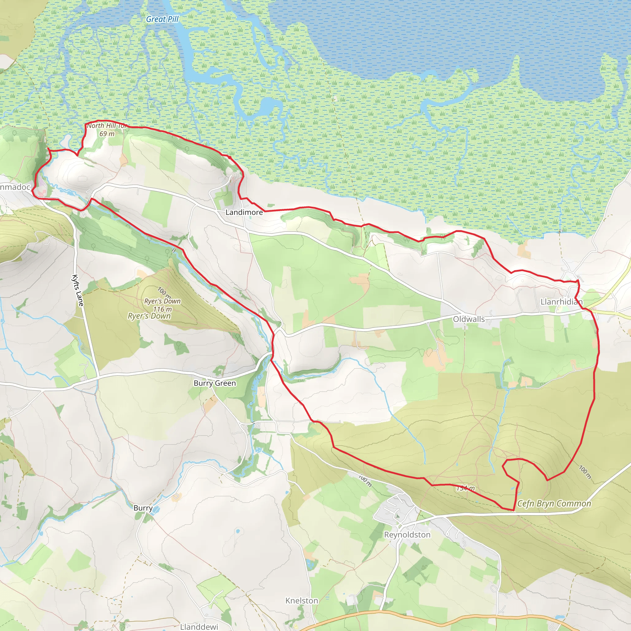 Landimore Marsh, Arthur’s Stone, Llanrhidian and Weobley Castle (28) mobile static map