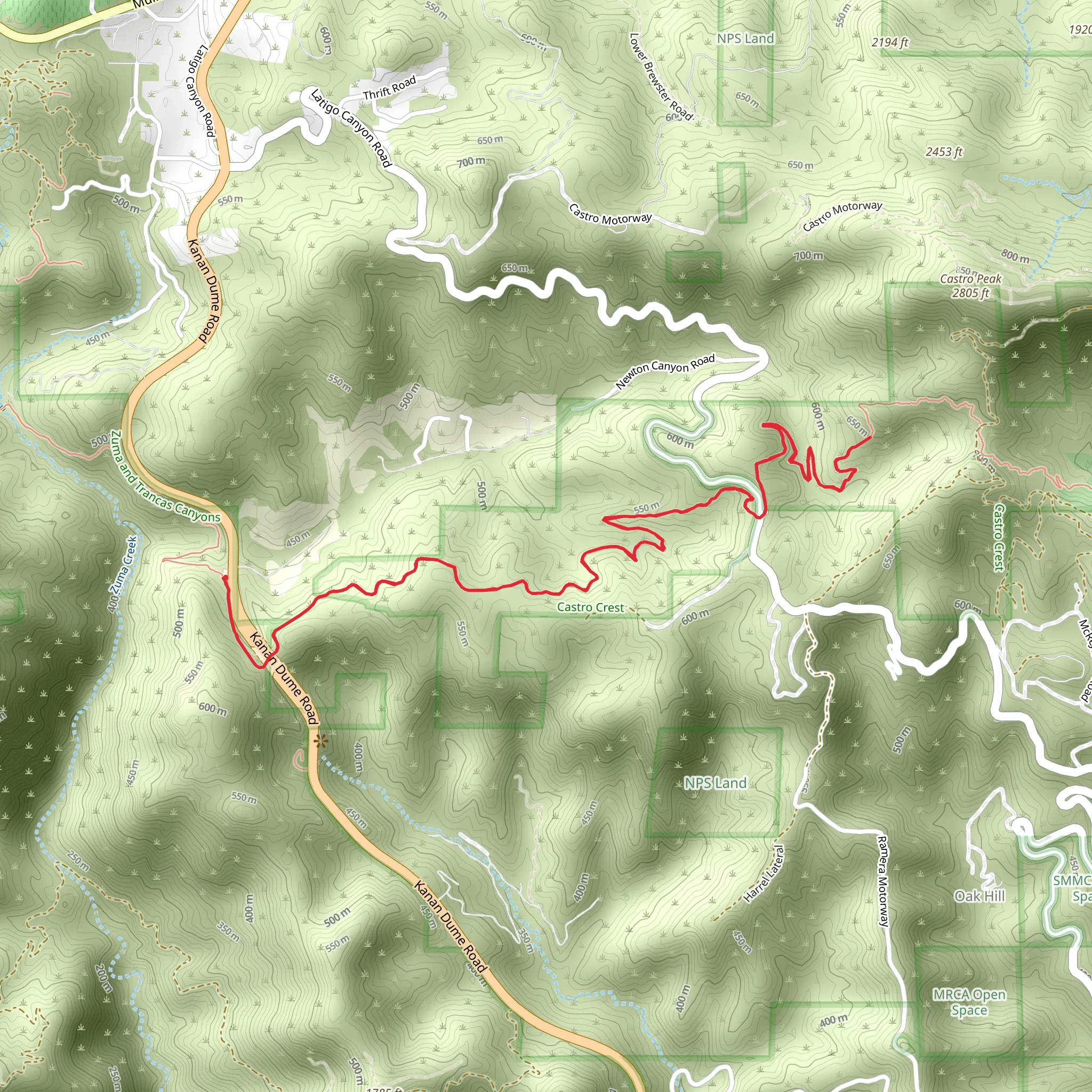 Backbone Trail - Newton Canyon mobile static map
