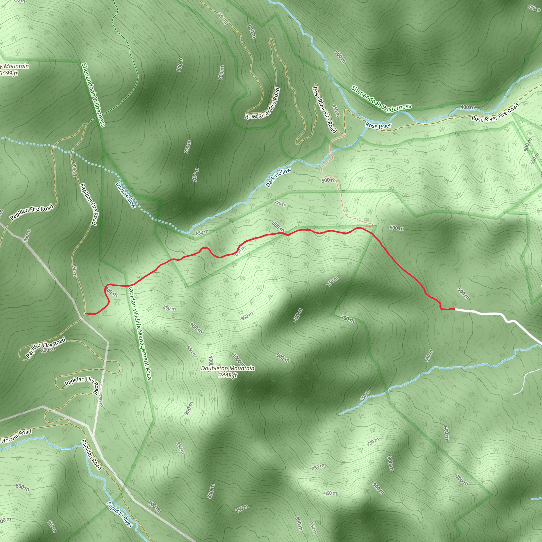 Upper Dark Hollow Trail - Finks Hollow Lane mobile static map