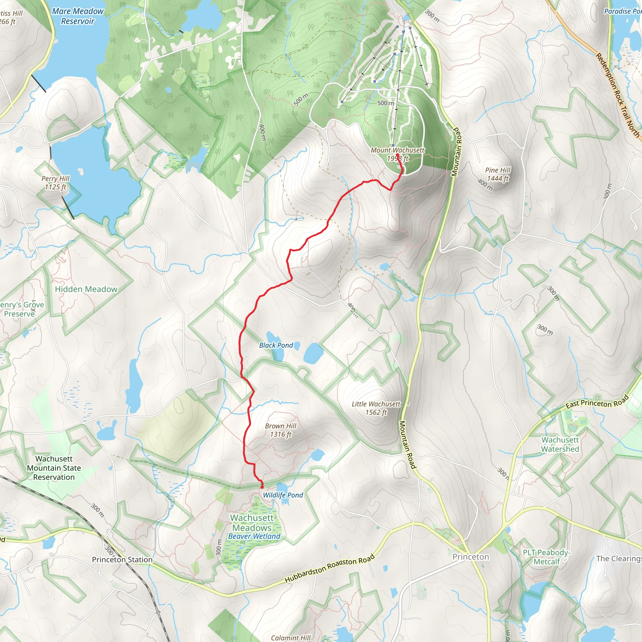 Mount Wachusett via Midstate Trail mobile static map