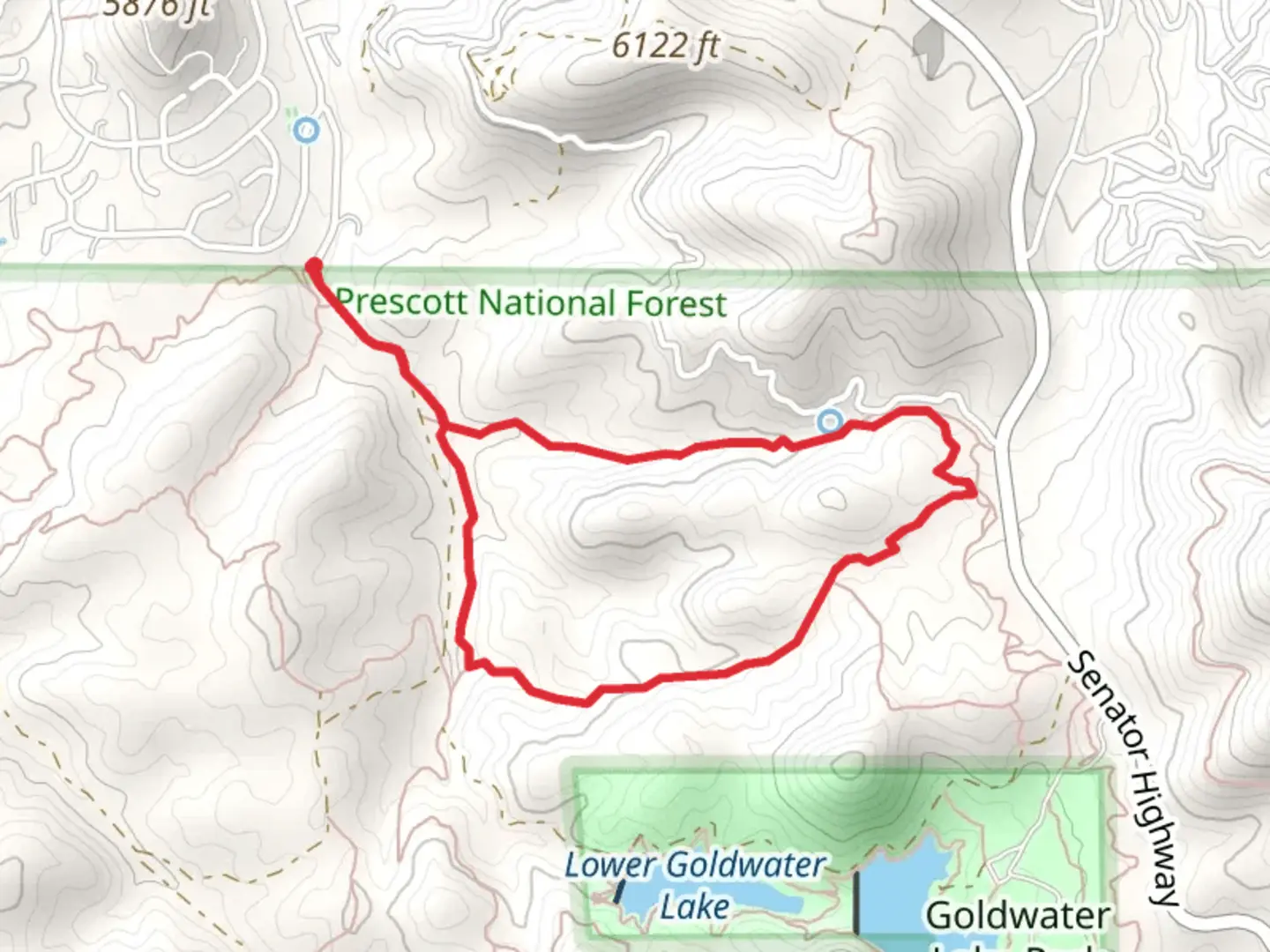 An image depicting the trail Deer Spring Loop via Banning Creek and its surrounding area.