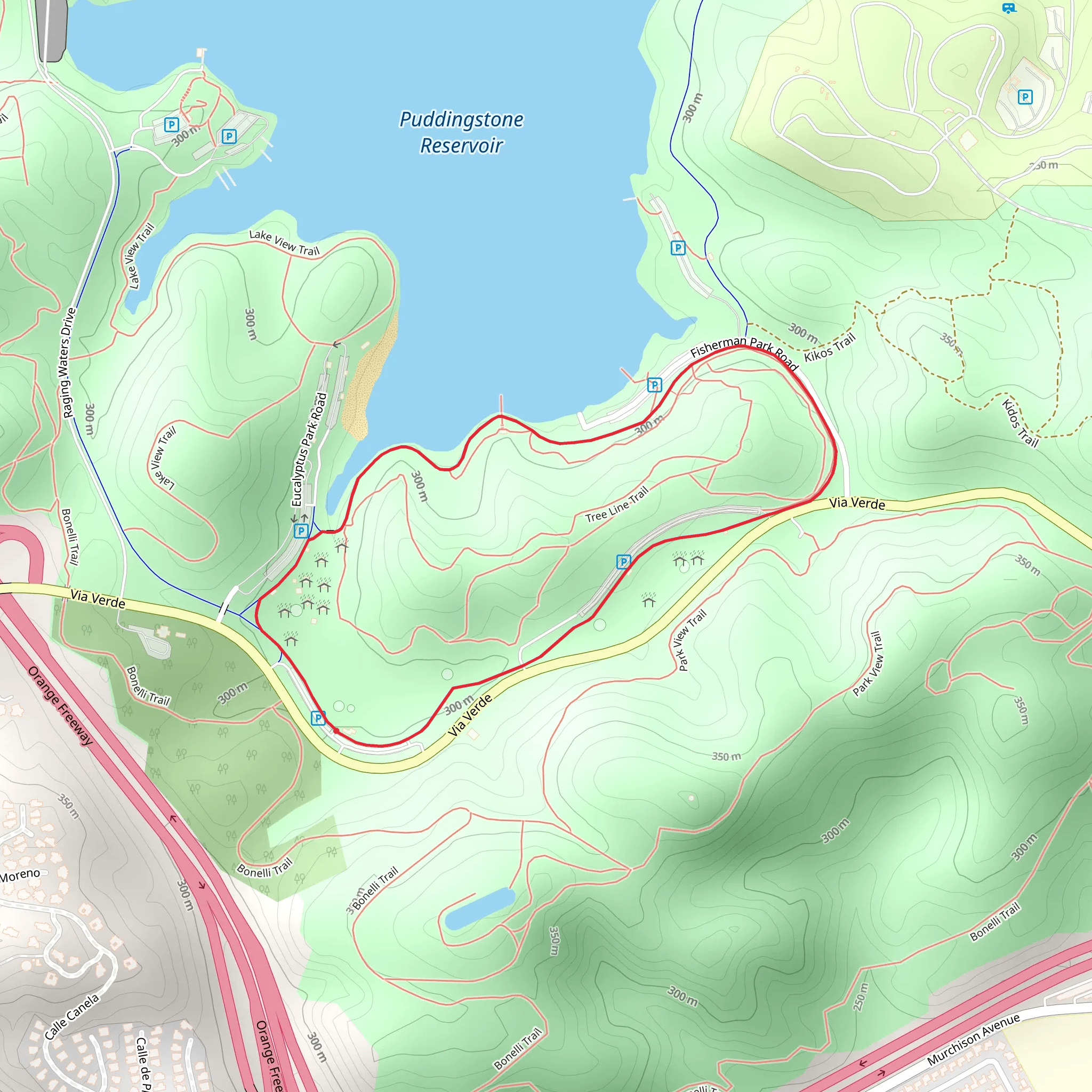 Puddingstone Reservoir and Via Verde Loop mobile static map