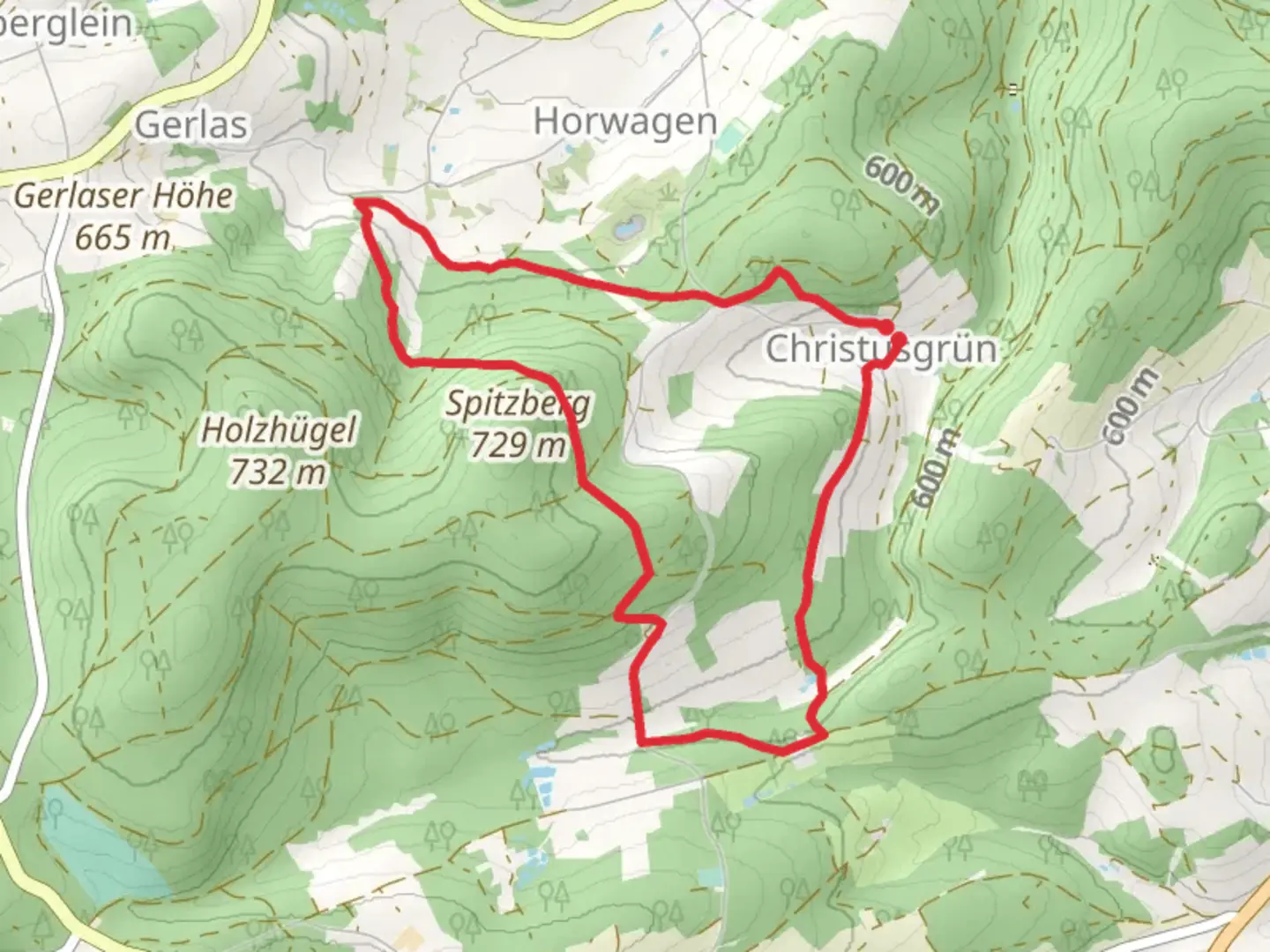 An image depicting the trail Forsthaus Weg and its surrounding area.