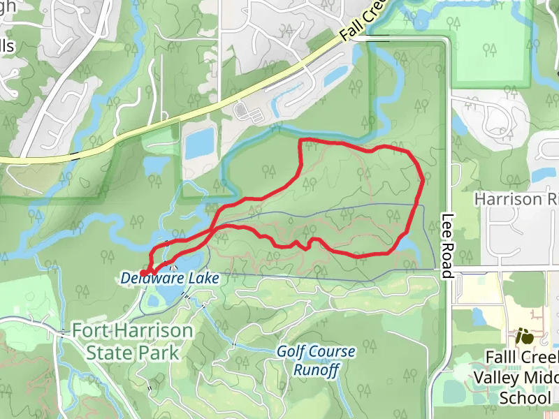 Fall CReek Trail and Camp Creek Trail Loop via Delaware Lake