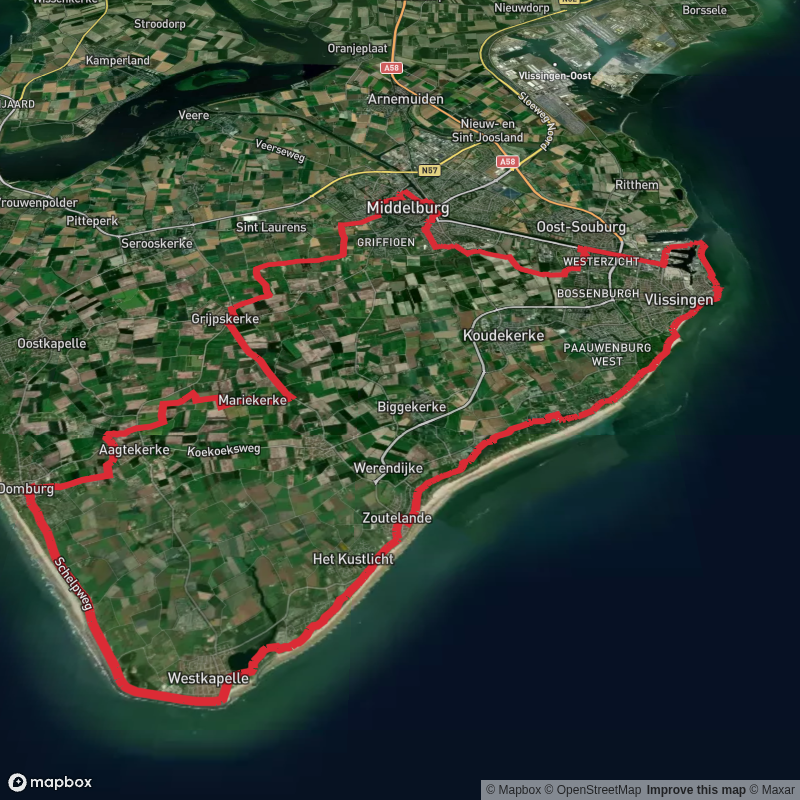 Binnenhaven, Groot Valkenisse and Westkapelsche via Vlissings Jaagpad and Strand Zoutelande