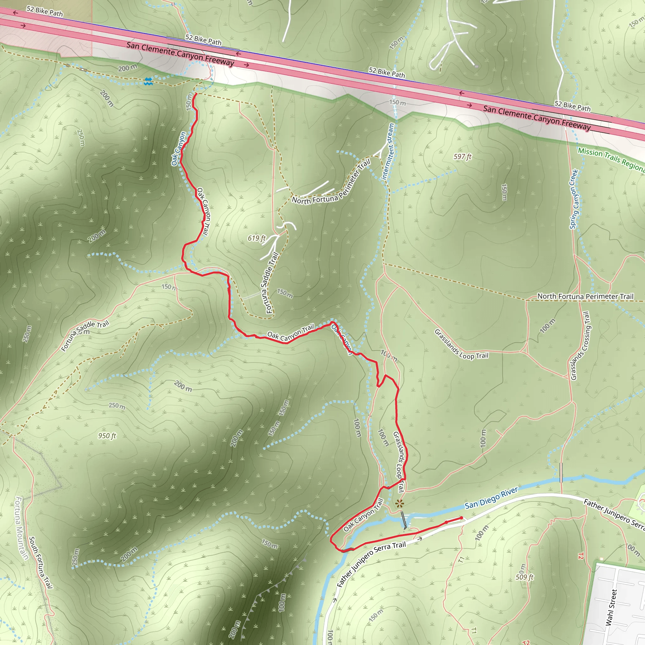 Oak Canyon Trail mobile static map
