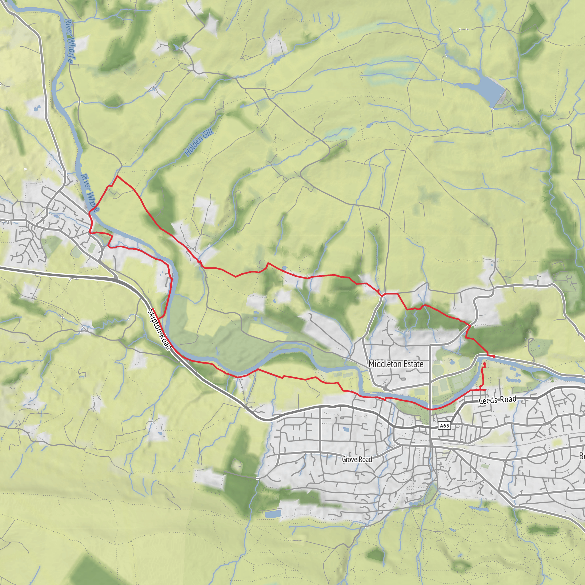 Middleton Woods and Suspension bridge - Ilkley Loop mobile static map