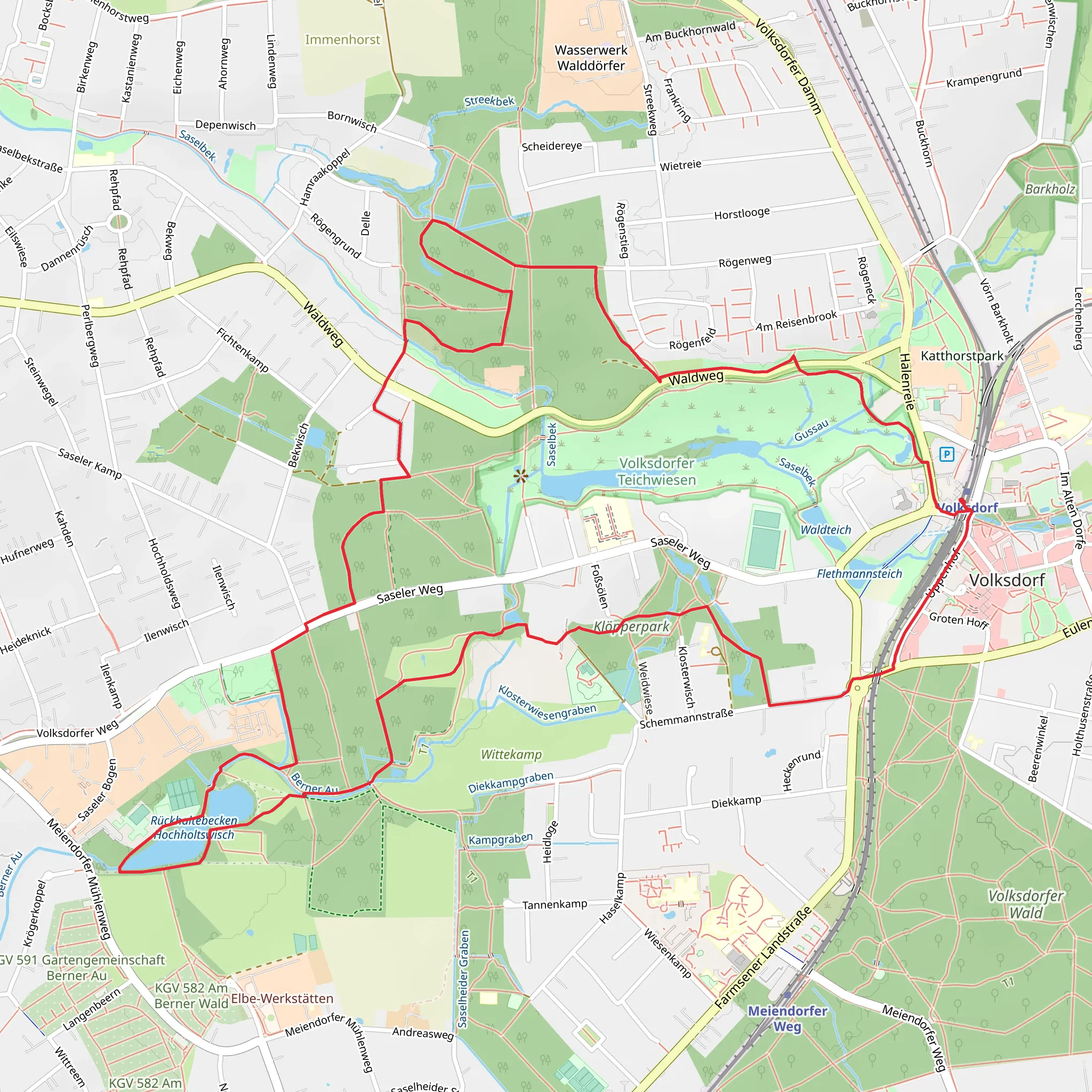 Rückhaltebecken Hochholtswisch via Volksdorfer Rundwanderweg mobile static map
