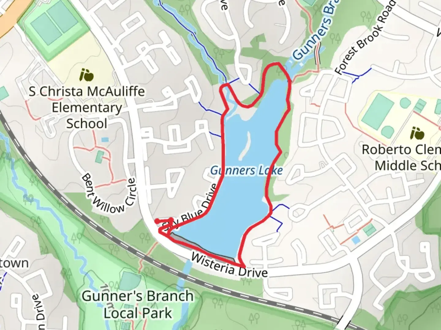 An image depicting the trail Gunners Lake Loop and its surrounding area.
