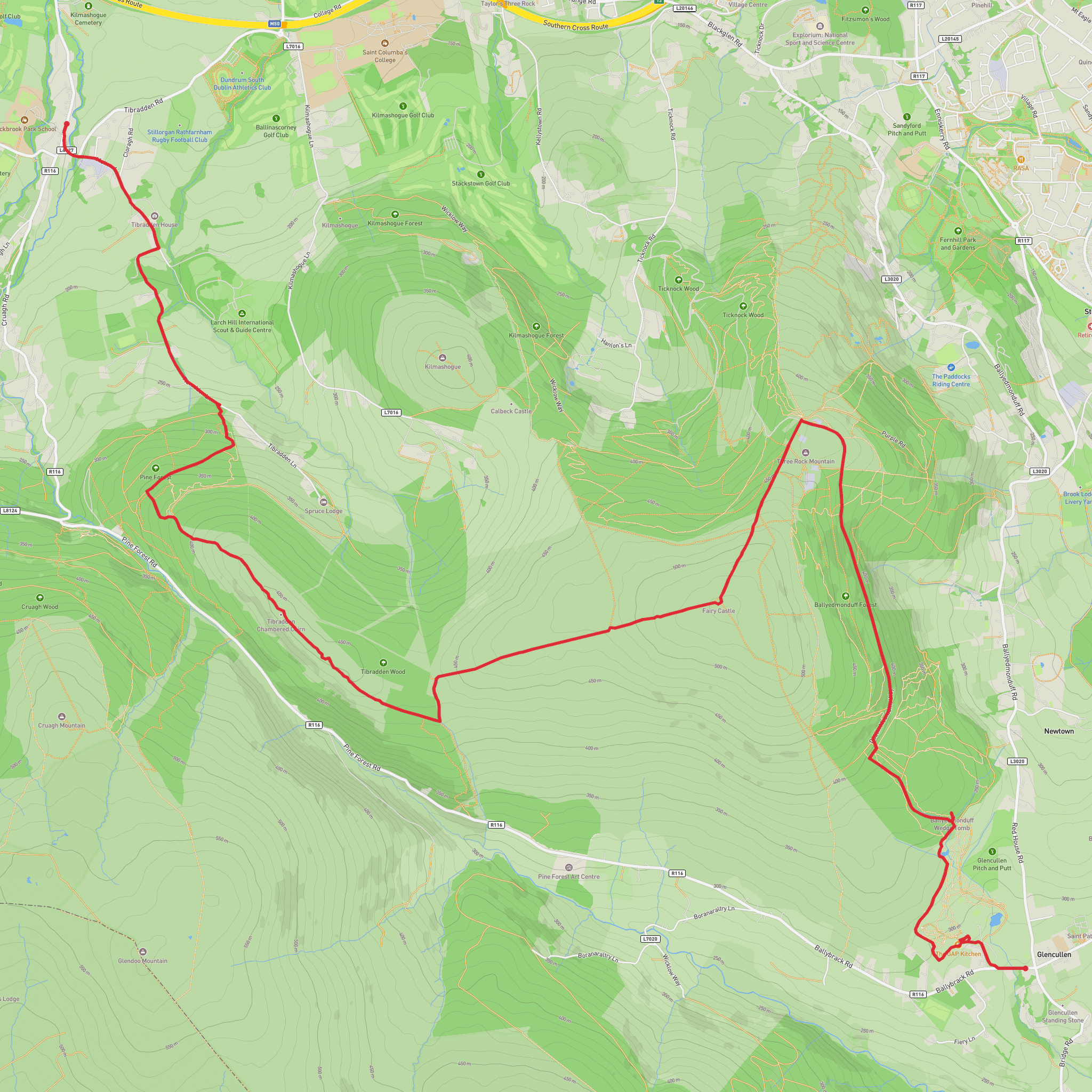 Gallery Tomb, Fairy Castle and Tibradden Hike mobile static map