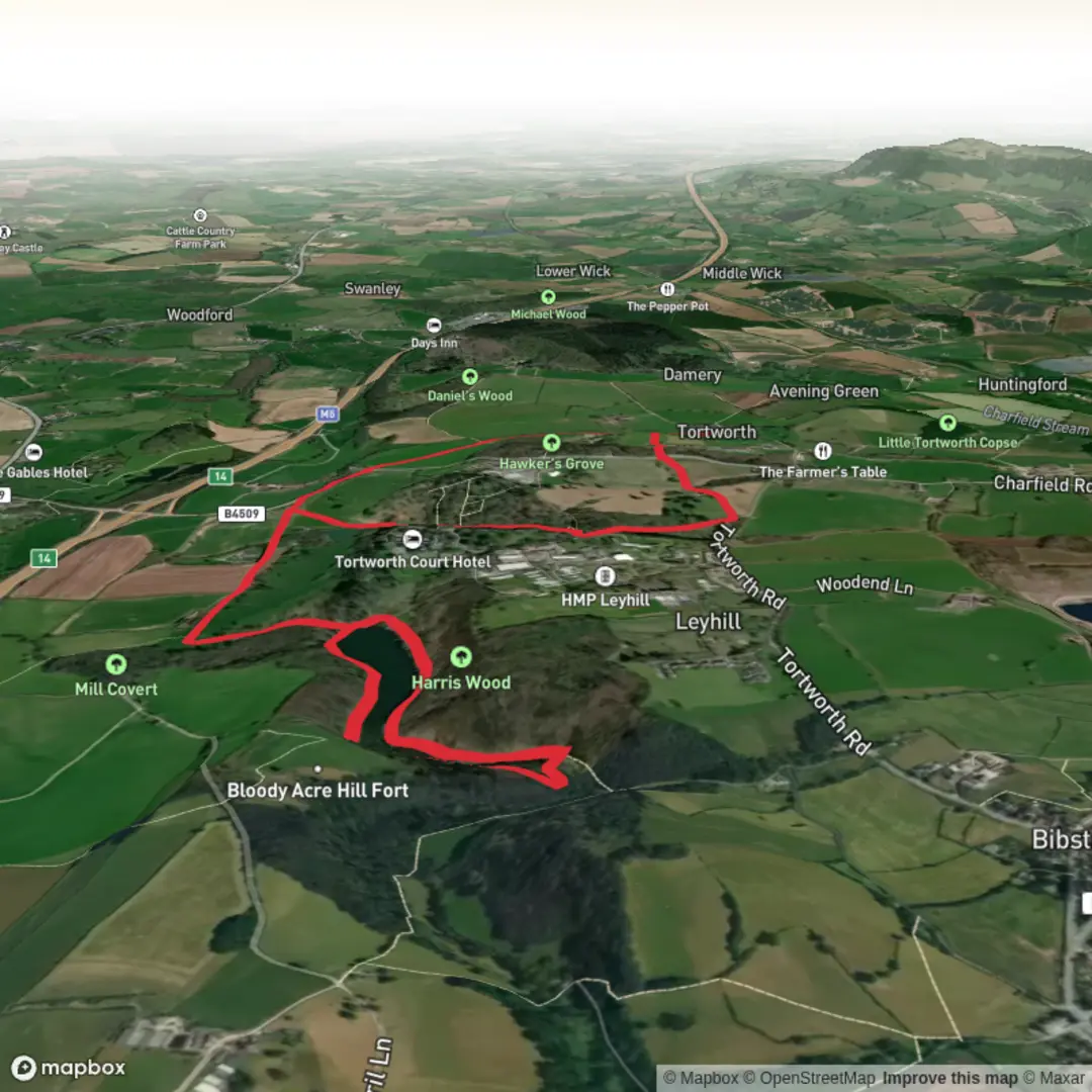 An image depicting the trail The Lane - Jun 13 and its surrounding area.