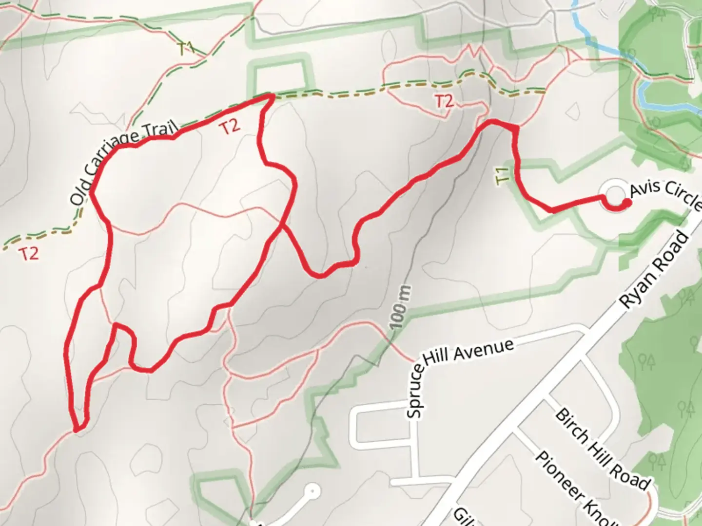 An image depicting the trail Sawmill Hills Conservation Area North Loop and its surrounding area.